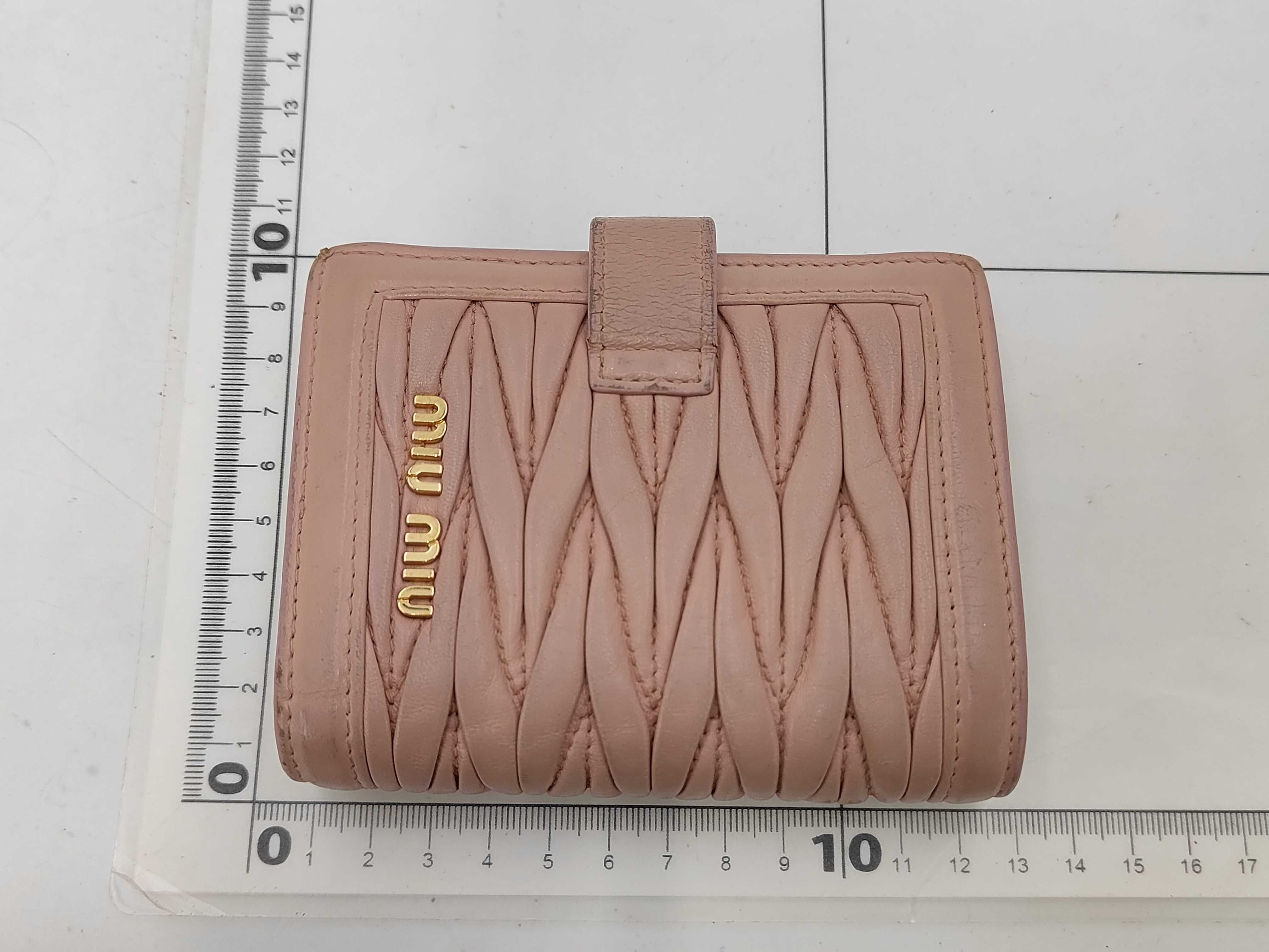 folding wallet, Matelassé quilted, pink leather wallet — view 2