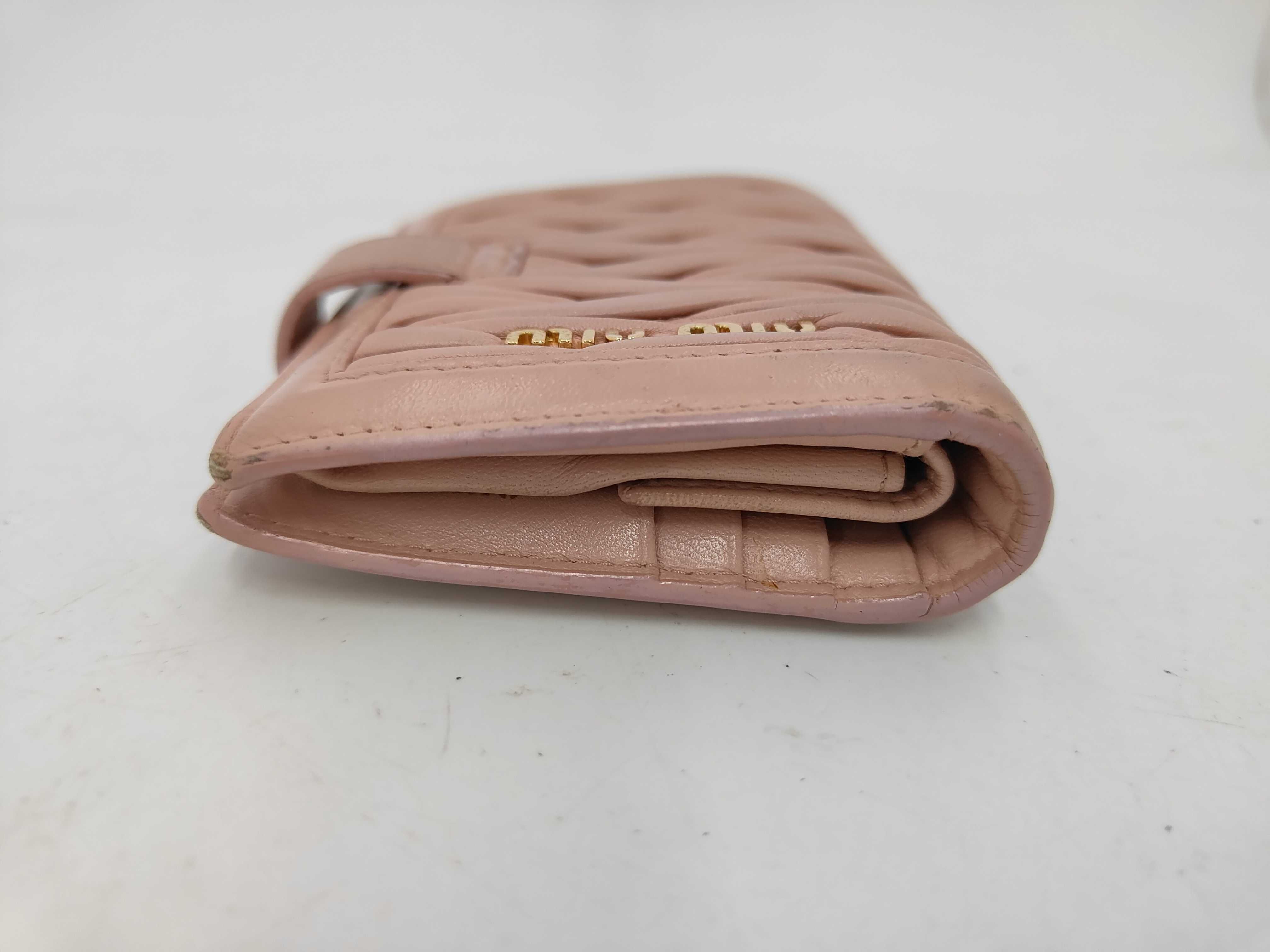 folding wallet, Matelassé quilted, pink leather wallet — view 6