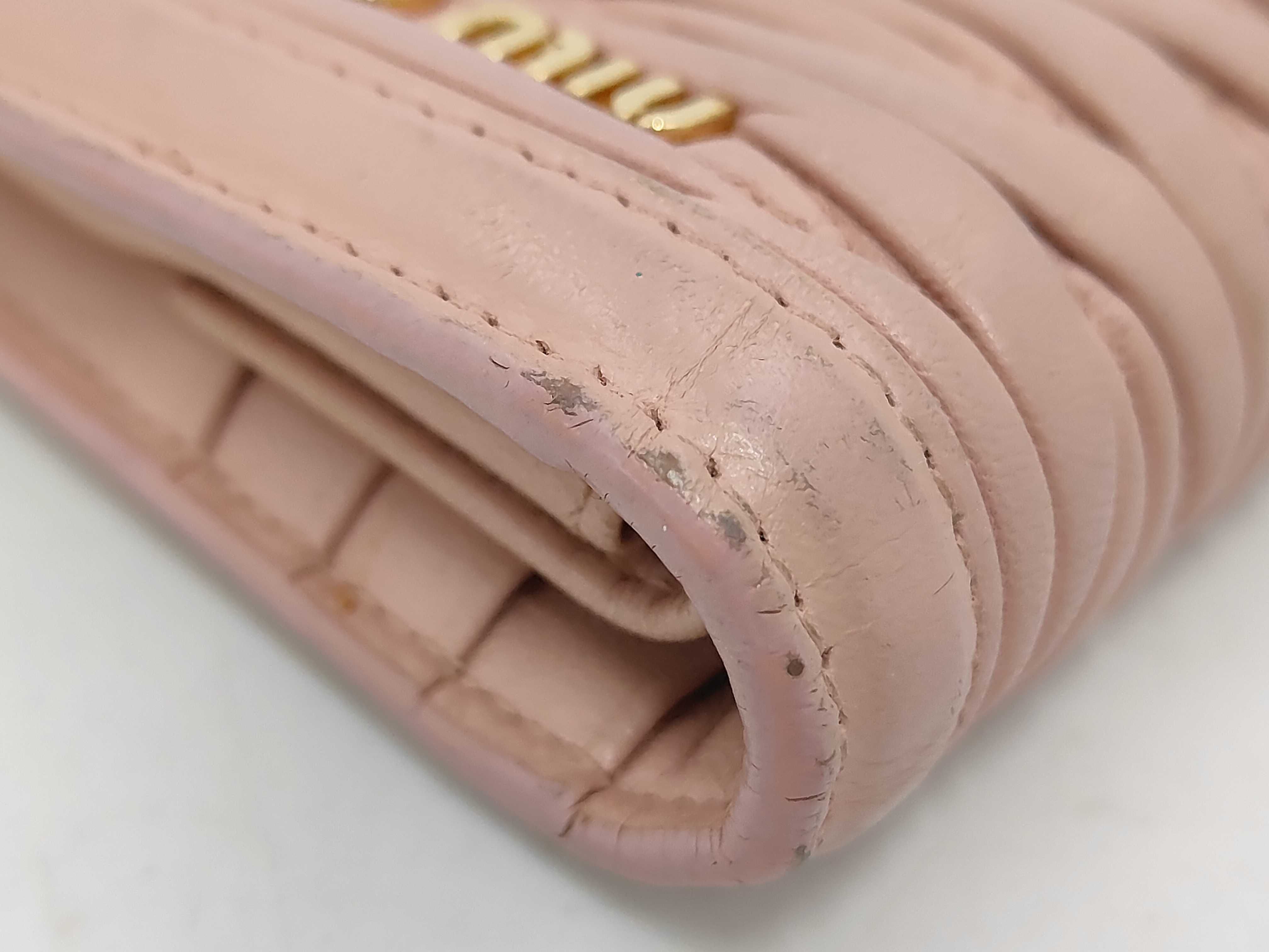 folding wallet, Matelassé quilted, pink leather wallet — view 7