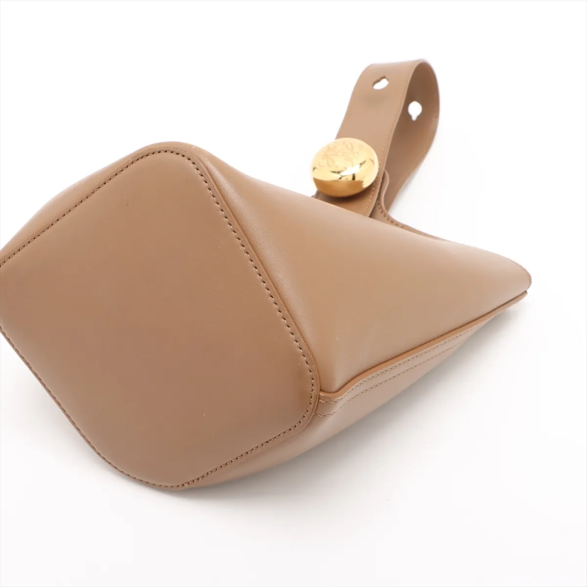 Anagram Pebble Bucket Mini Leather 2-Way Handbag, Brown — view 3
