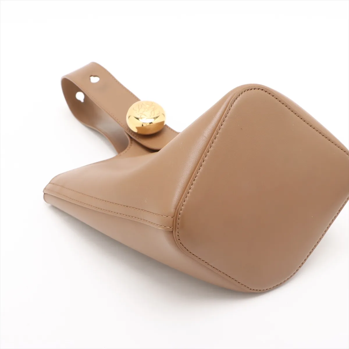 Anagram Pebble Bucket Mini Leather 2-Way Handbag, Brown — view 4