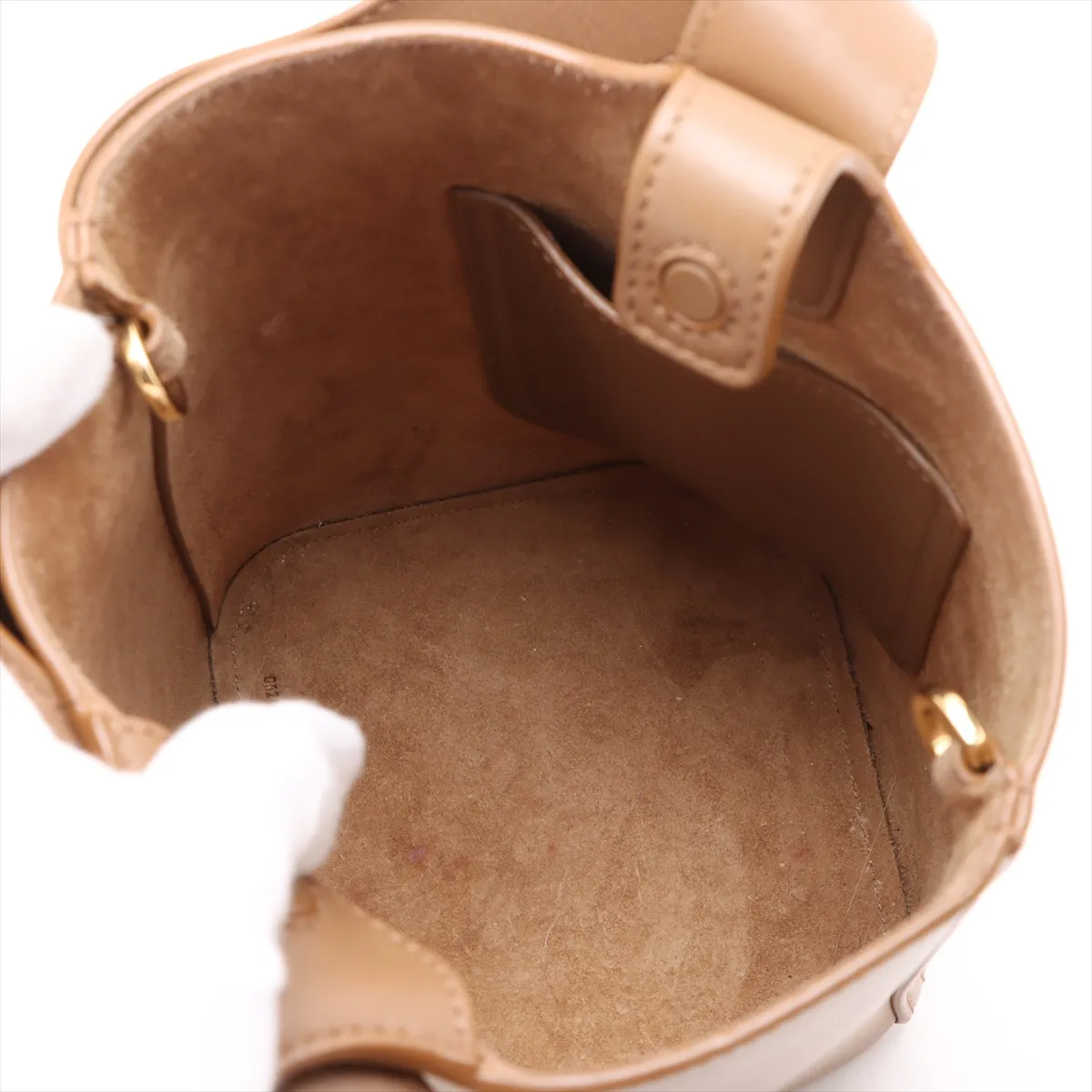 Anagram Pebble Bucket Mini Leather 2-Way Handbag, Brown — view 8