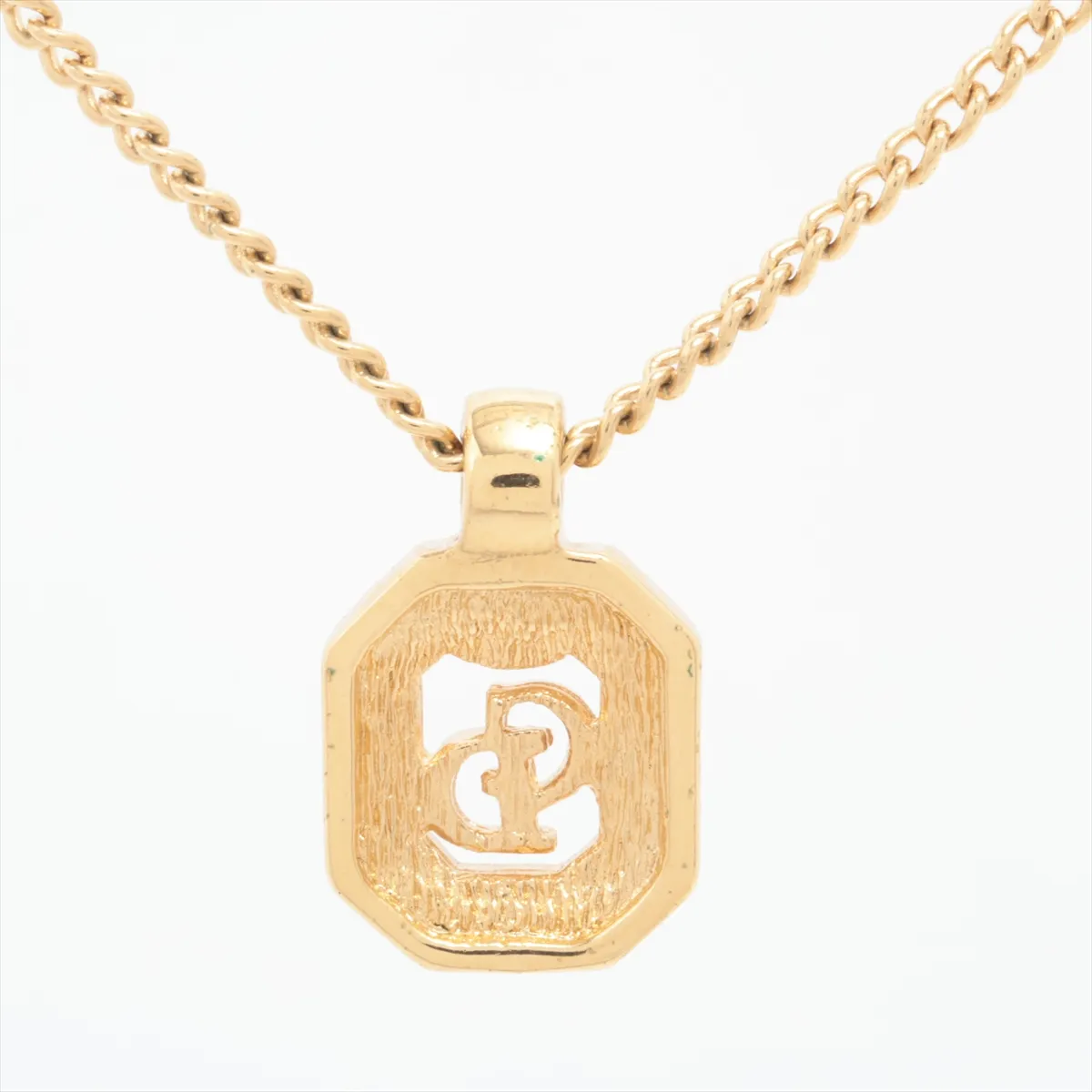 CD Logo Necklace GP x Rhinestone Gold — view 2
