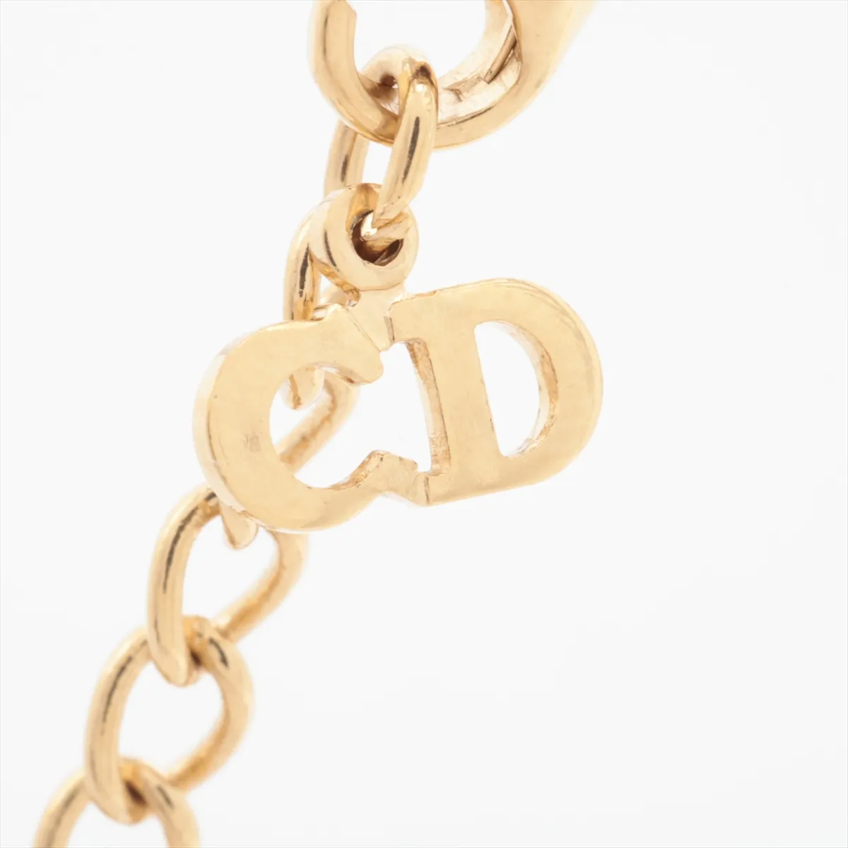CD Logo Necklace GP x Rhinestone Gold — view 4