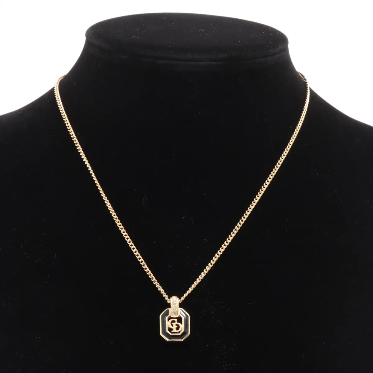 CD Logo Necklace GP x Rhinestone Gold — view 5