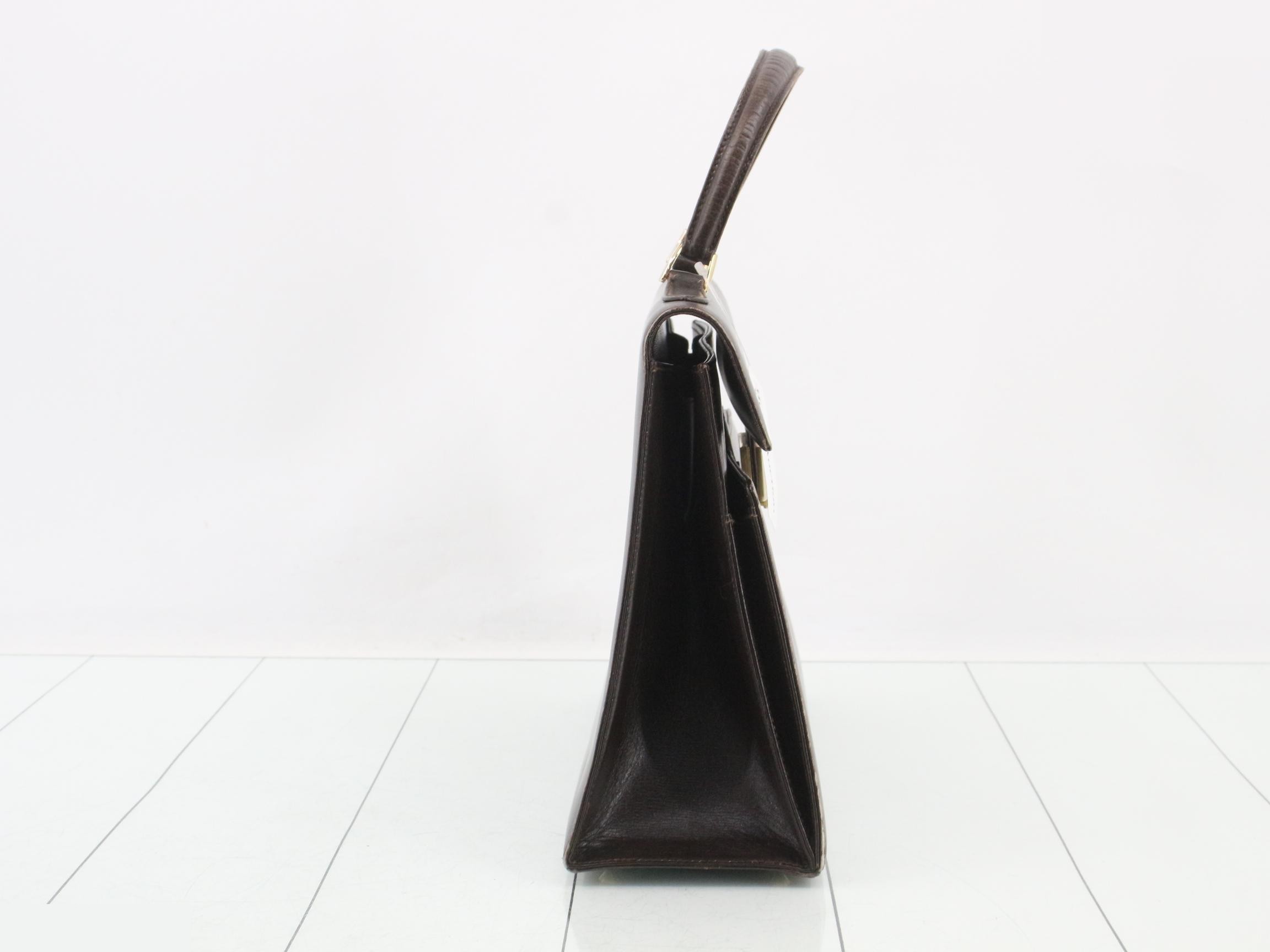 Vintage Gucci leather one-handle handbag, brown. — view 4