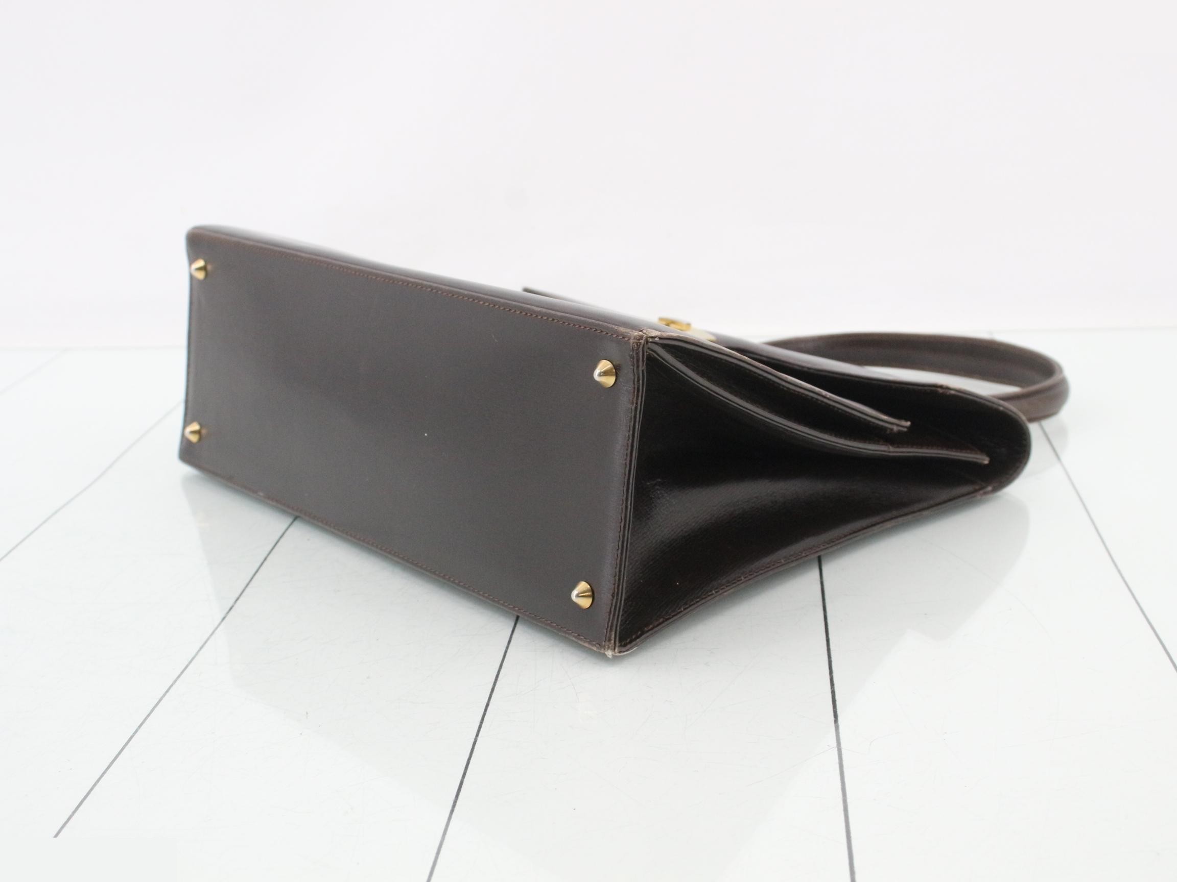 Vintage Gucci leather one-handle handbag, brown. — view 6