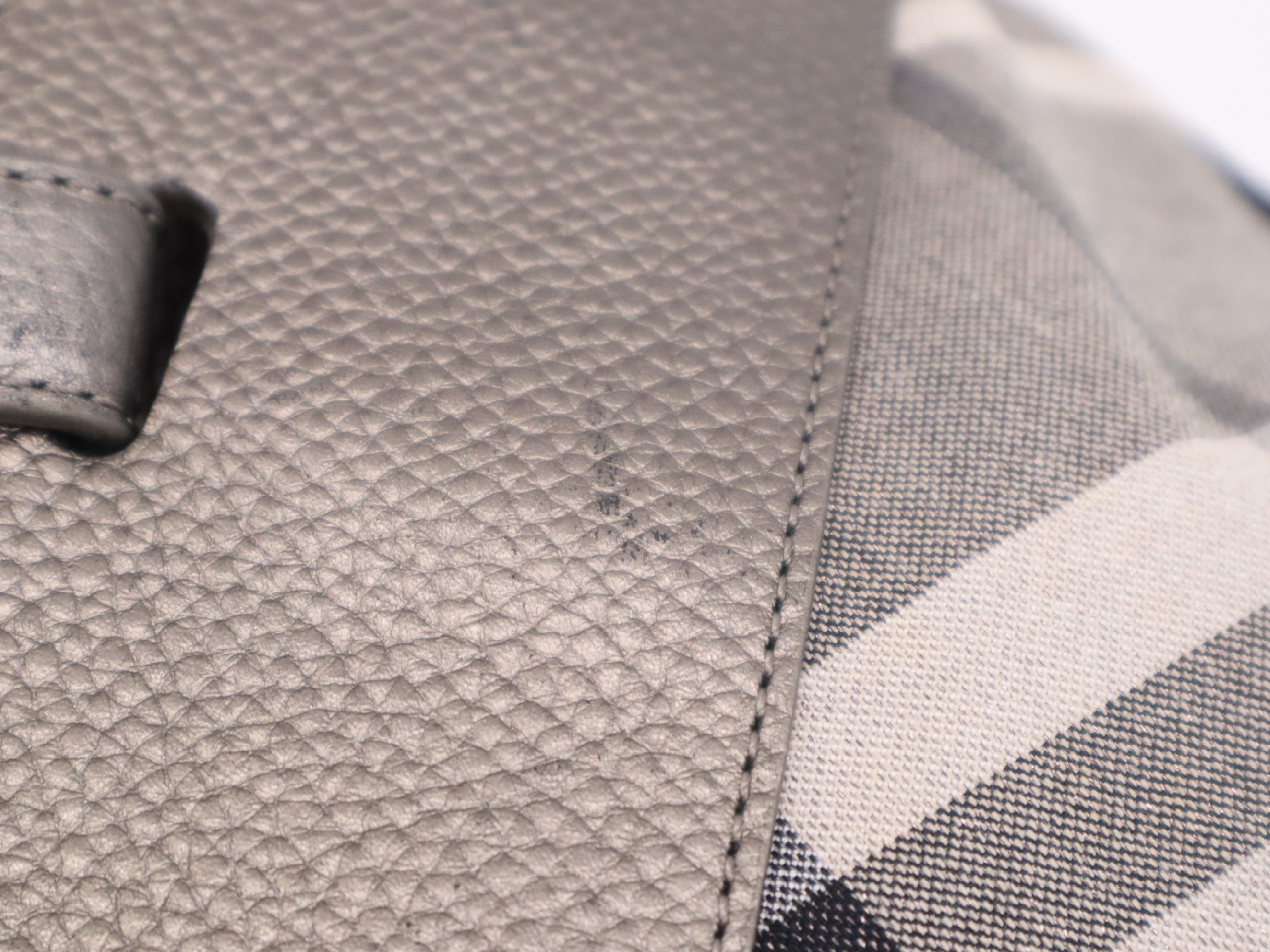 Canvas x Leather Nova Check Tote Bag, Gray Tote Bag — view 11