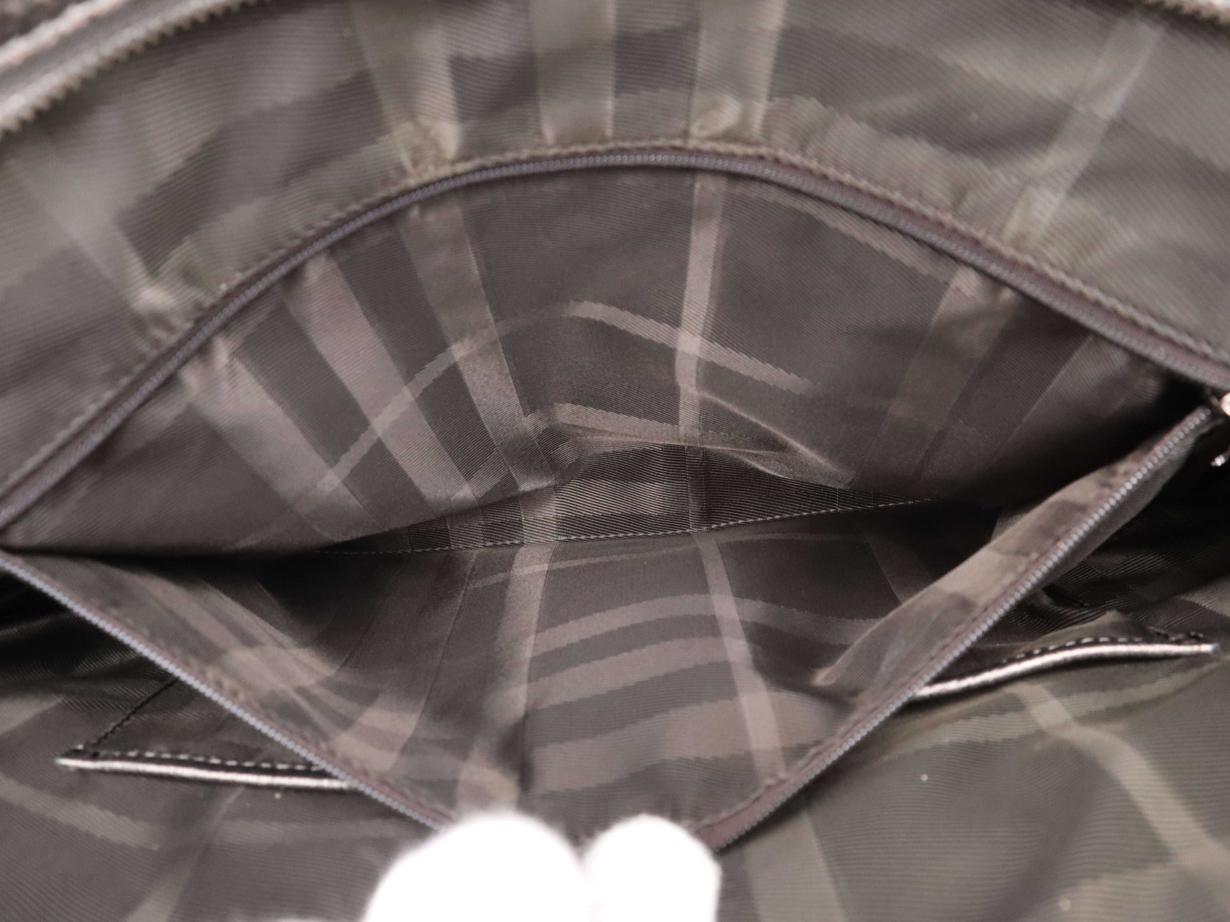 Canvas x Leather Nova Check Tote Bag, Gray Tote Bag — view 14