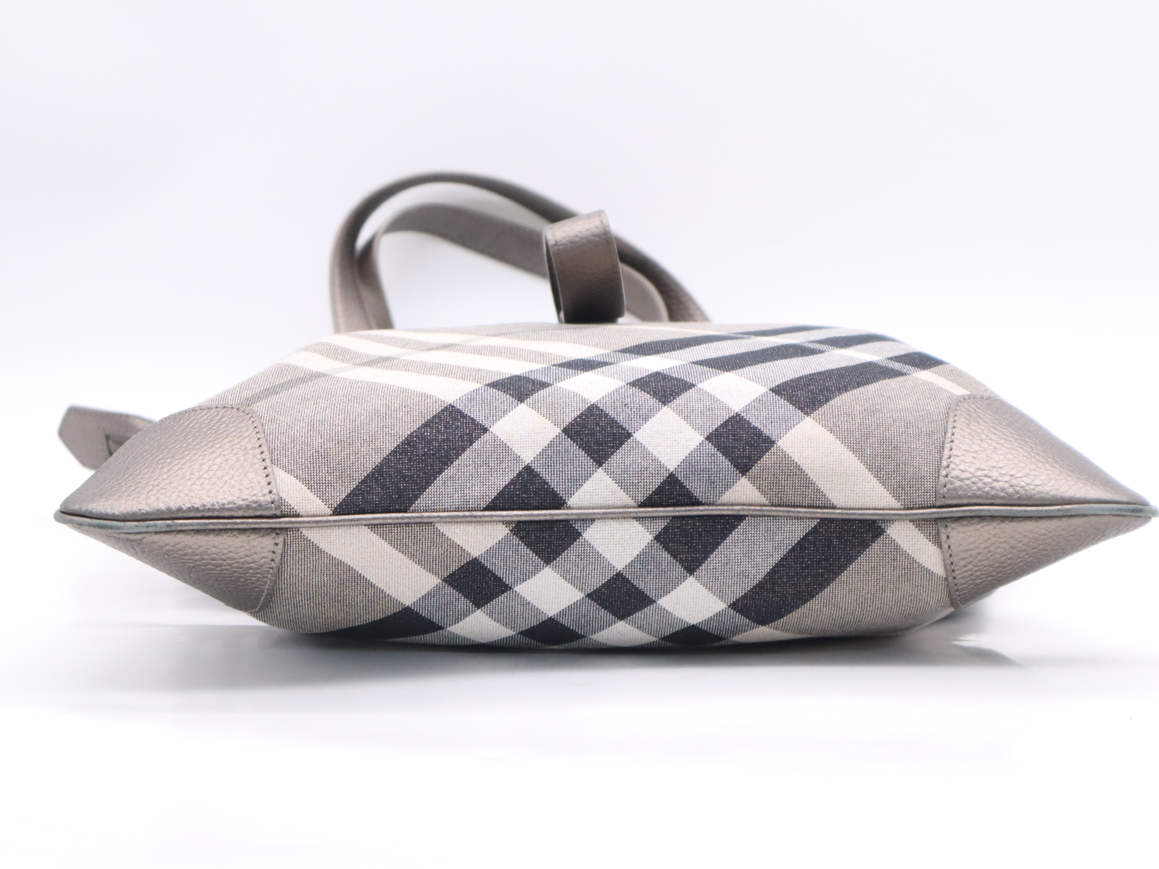 Canvas x Leather Nova Check Tote Bag, Gray Tote Bag — view 4