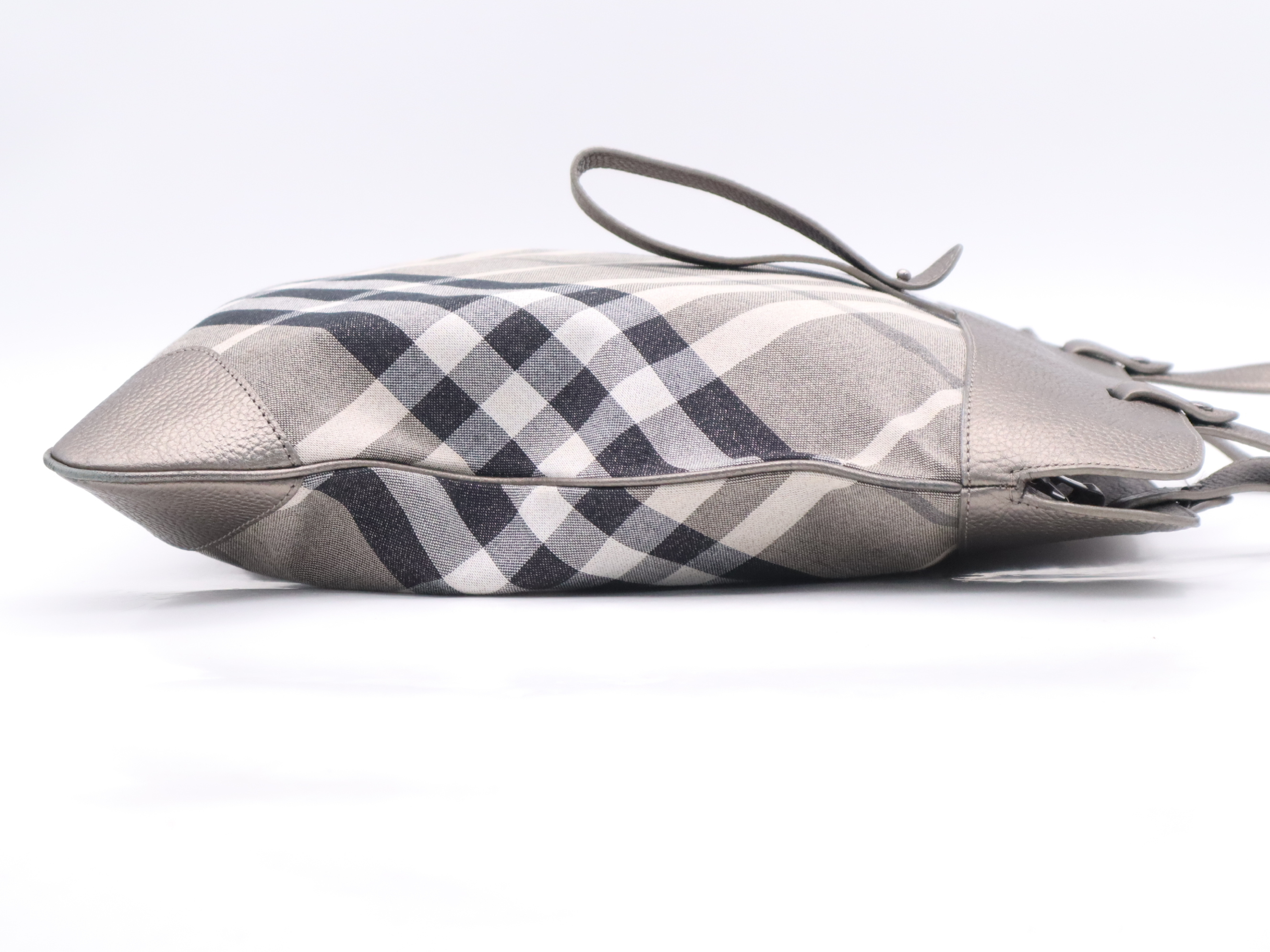 Canvas x Leather Nova Check Tote Bag, Gray Tote Bag — view 5
