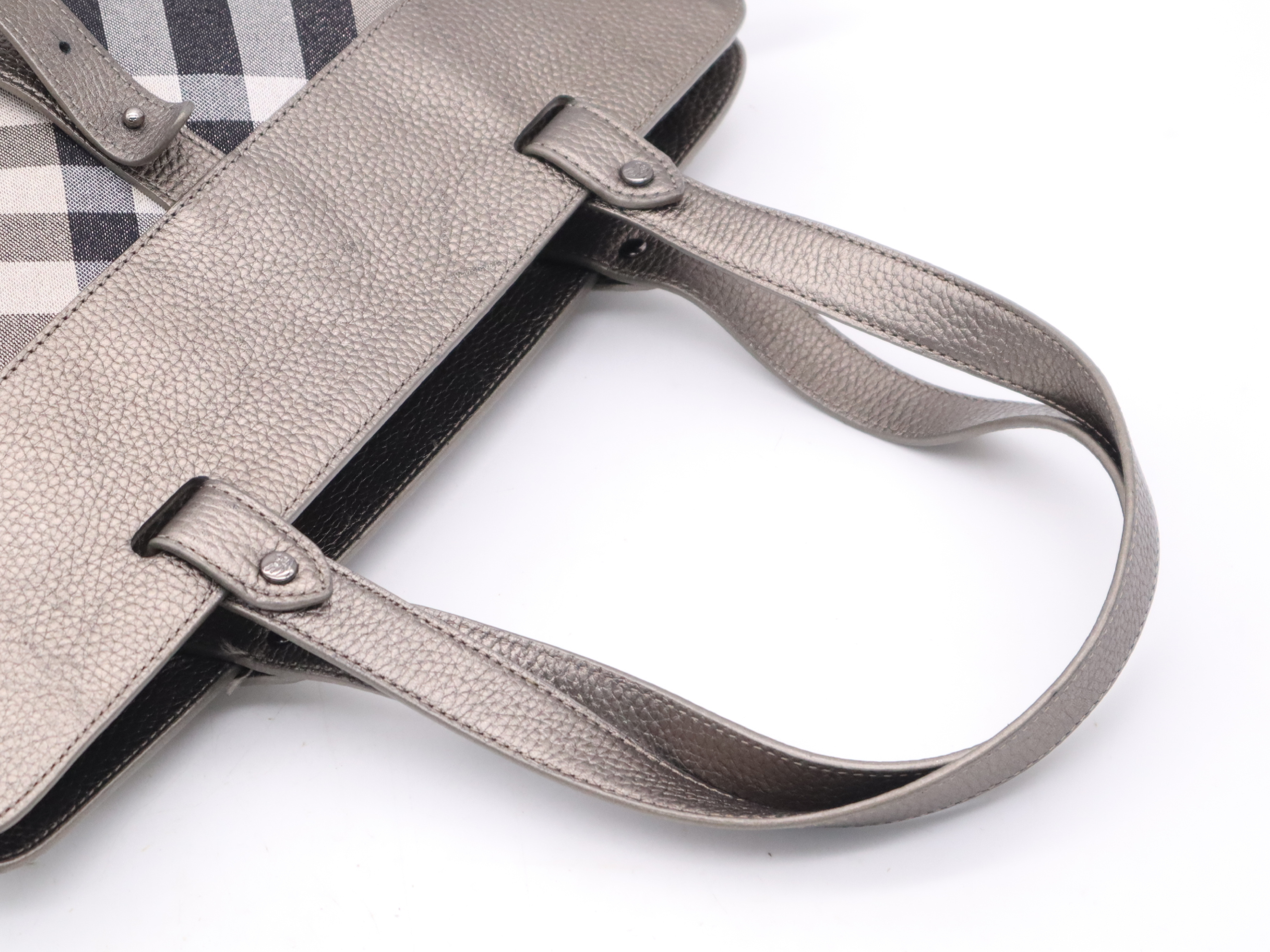 Canvas x Leather Nova Check Tote Bag, Gray Tote Bag — view 6