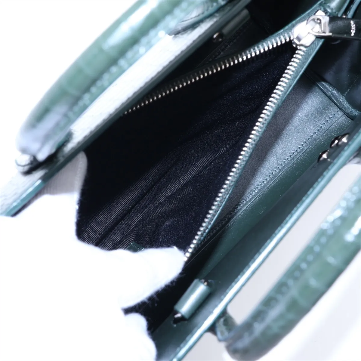 Baby Sac de Jour Crocodile Embossed 2-Way Handbag Green 421863 — view 10