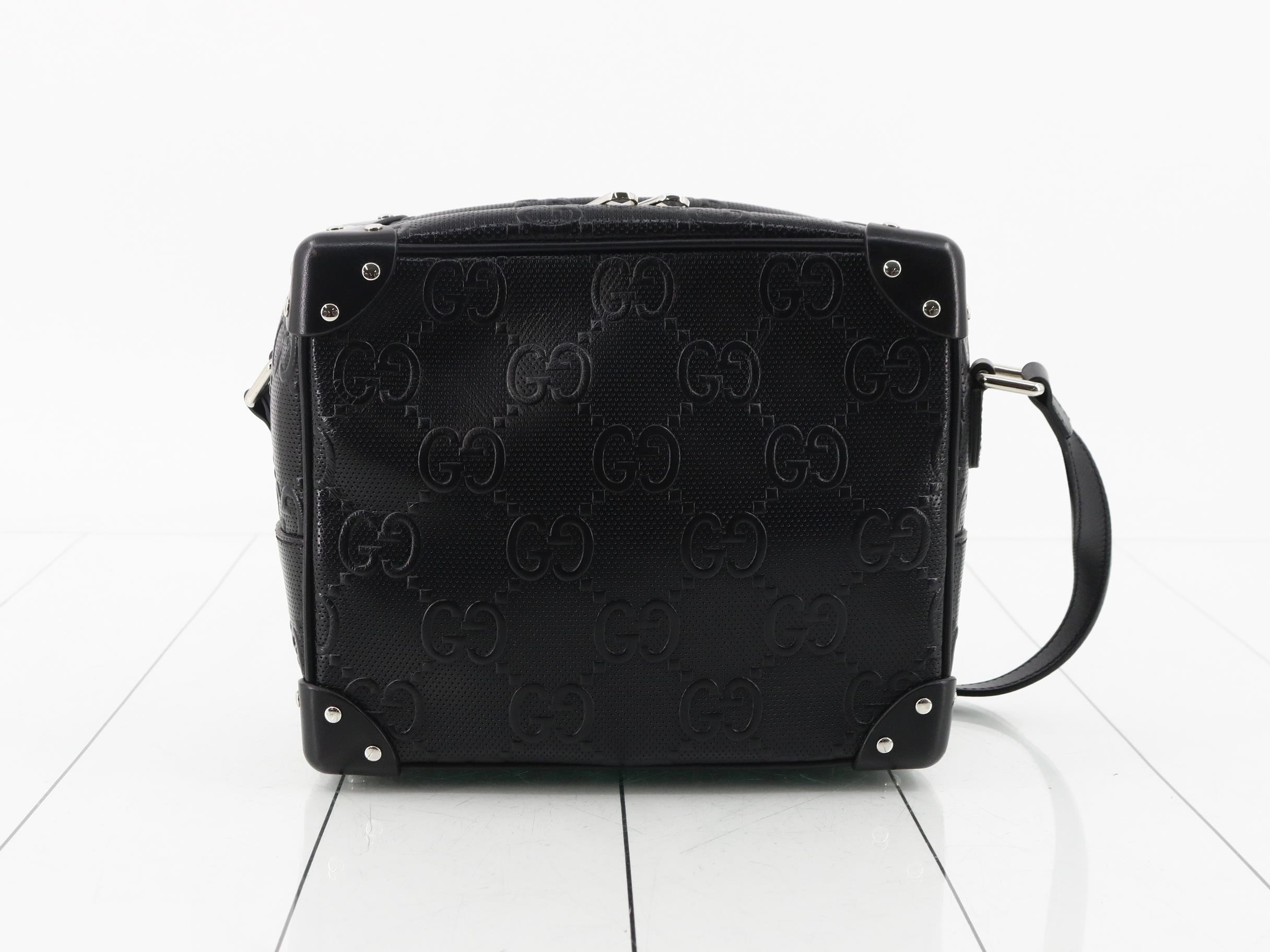 GG Embossed Soft Trunk Shoulder Bag, Black — view 2