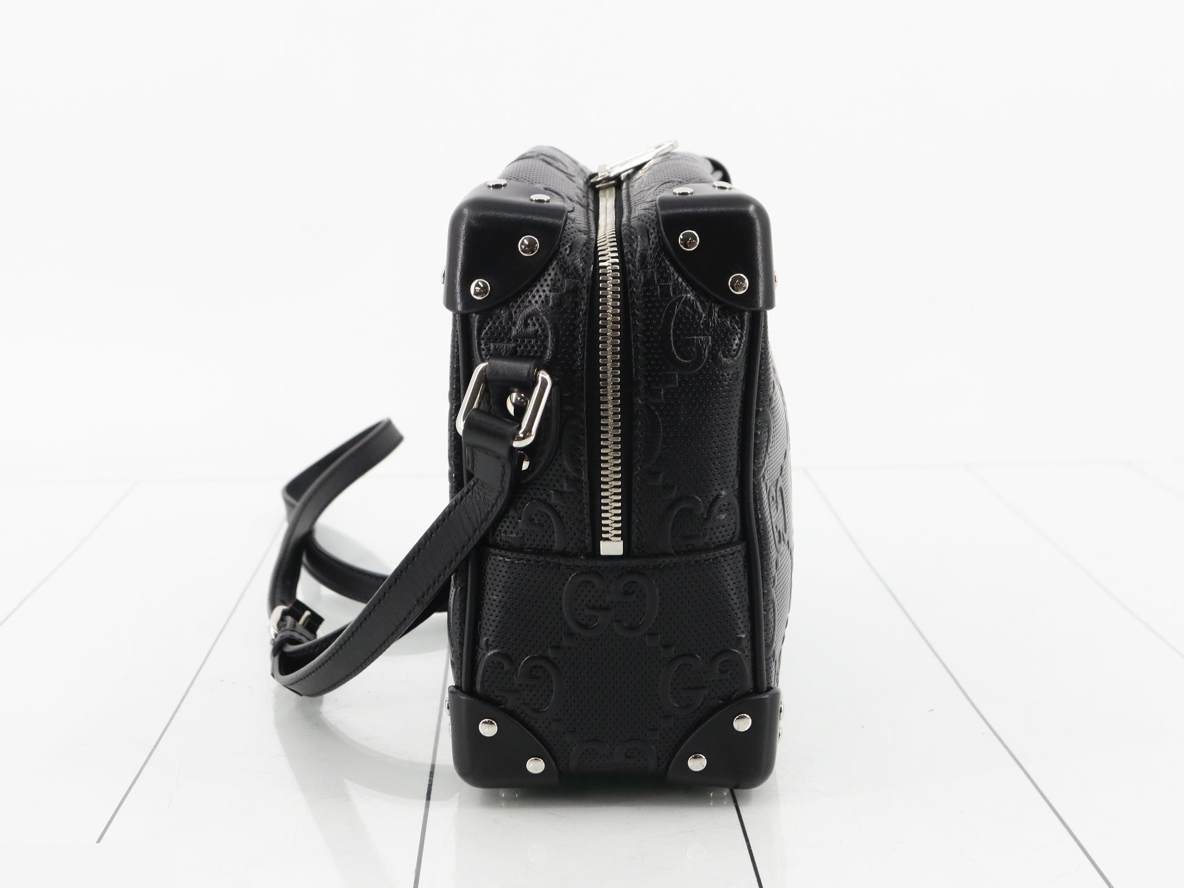 GG Embossed Soft Trunk Shoulder Bag, Black — view 3