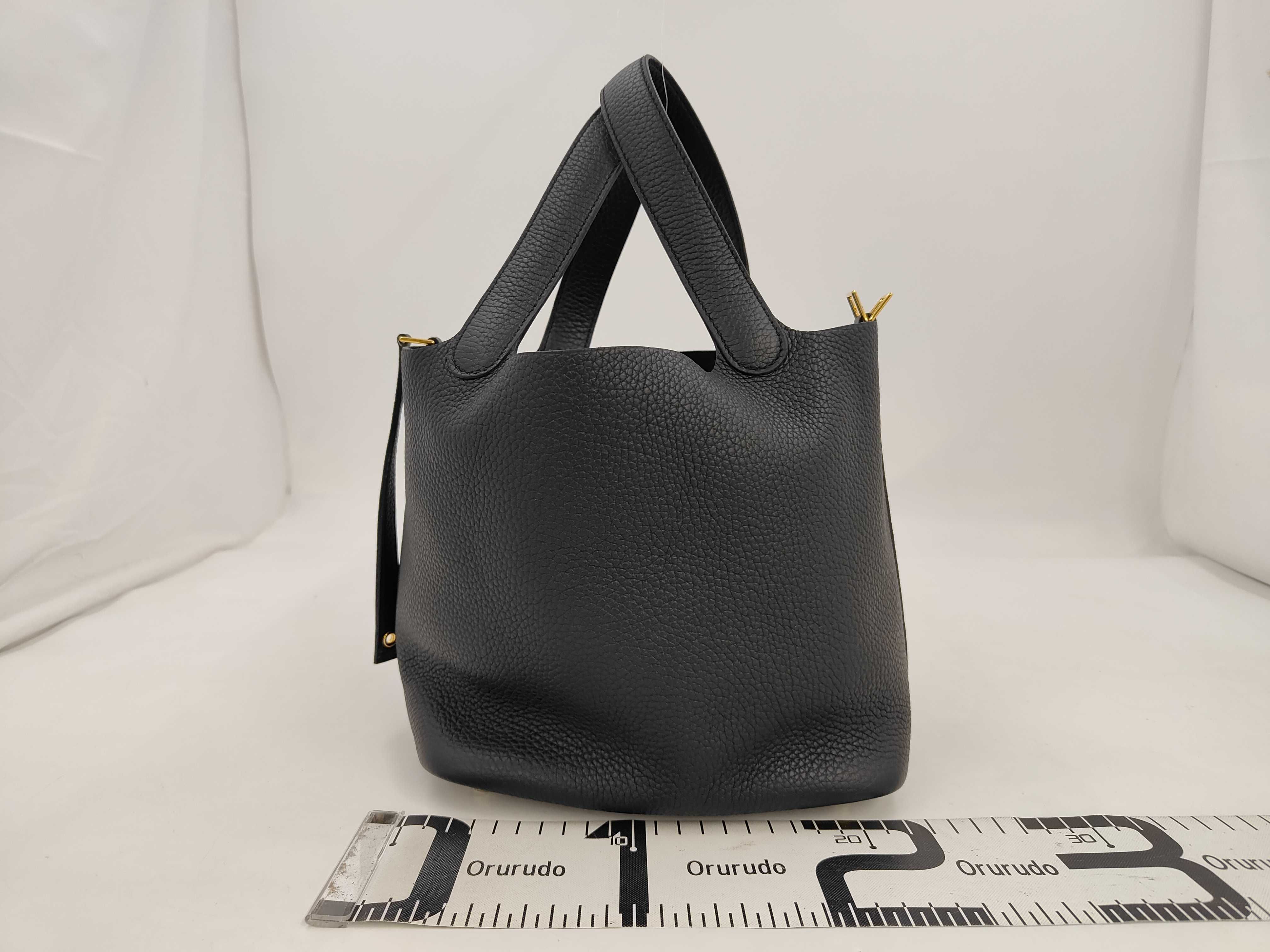 Picotin 2161 Taurillon Leather, Black, Gold Hardware, Z Stamp, Handbag — view 2