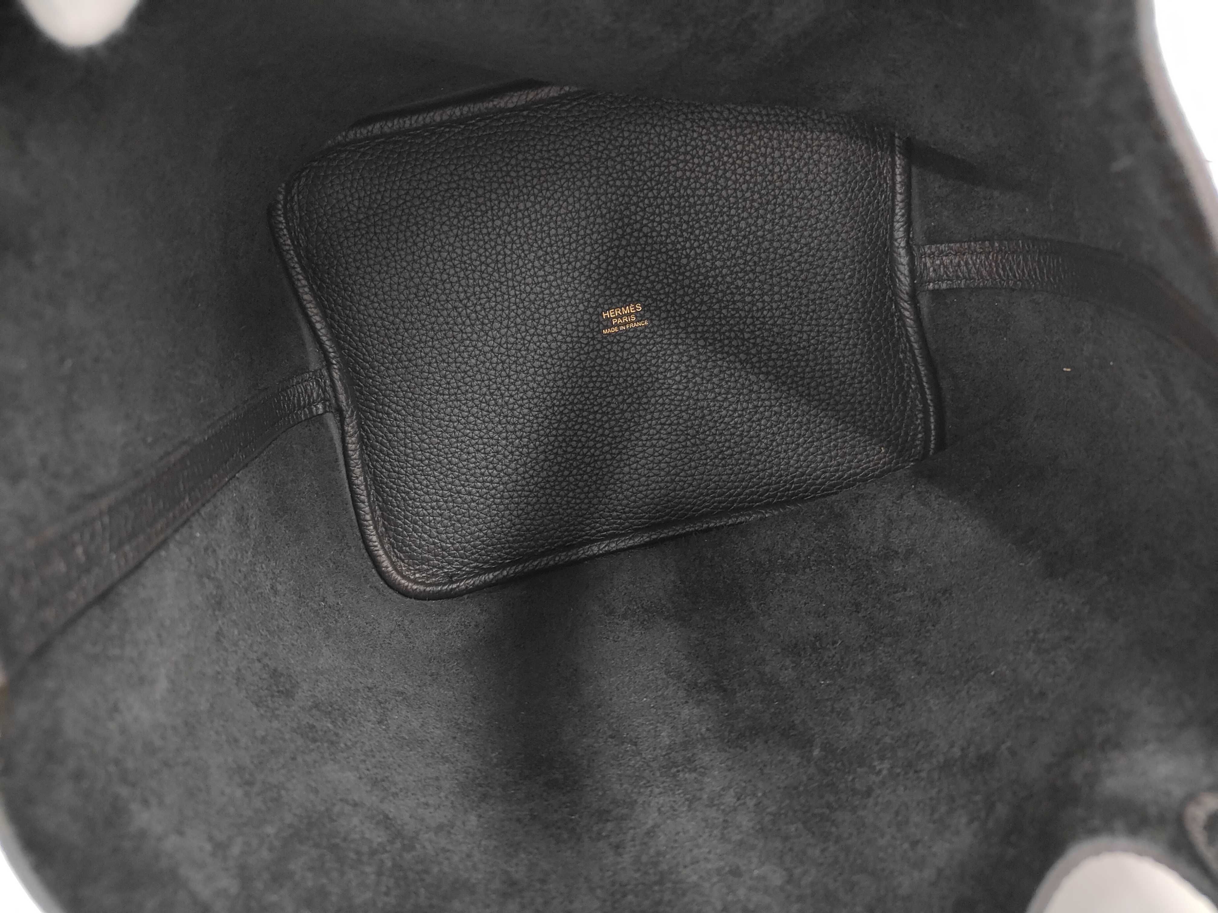 Picotin 2161 Taurillon Leather, Black, Gold Hardware, Z Stamp, Handbag — view 8