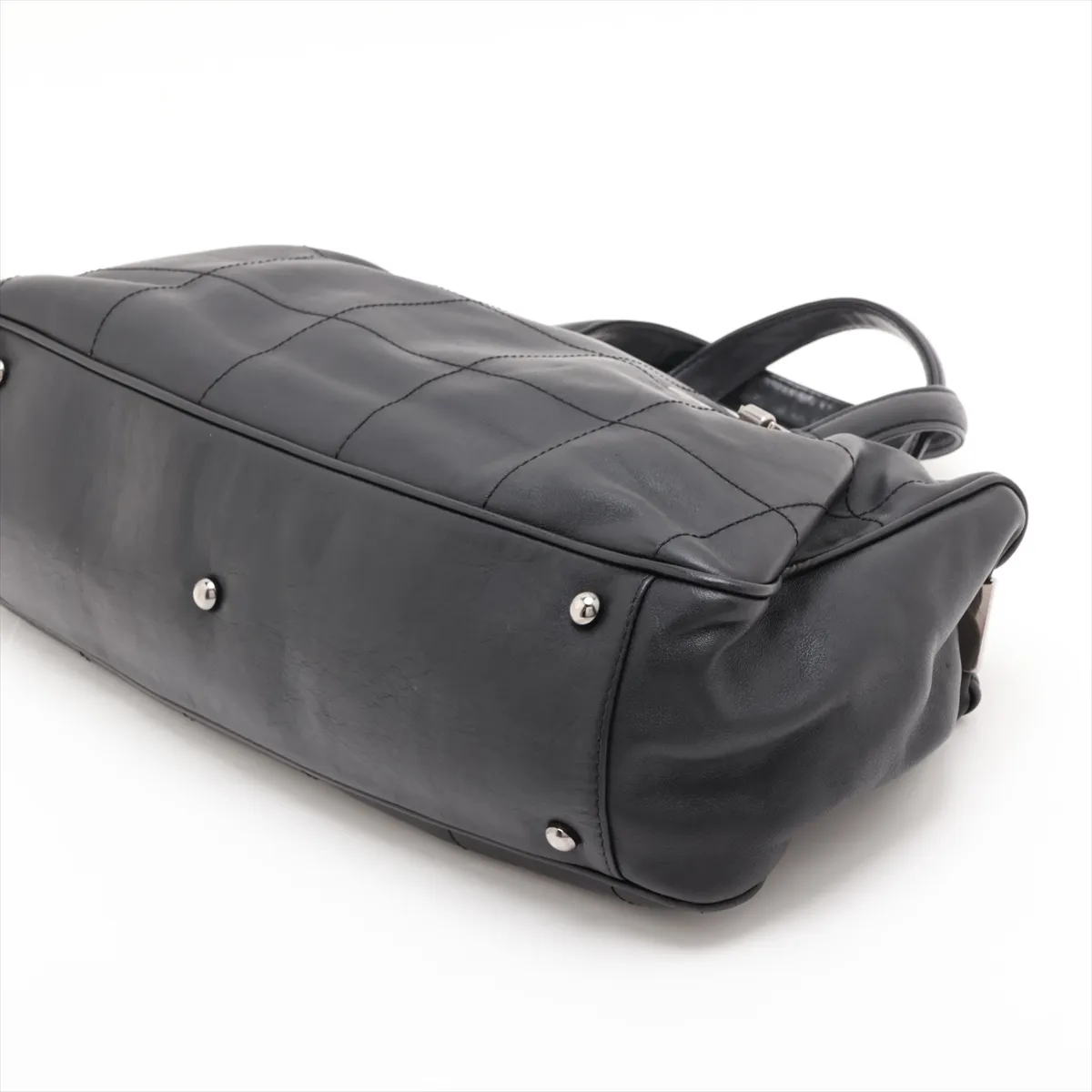 Chocolate Bar Leather Handbag, Black with Silver Hardware, Item No. 7648273 (Serial No. 7) — view 3