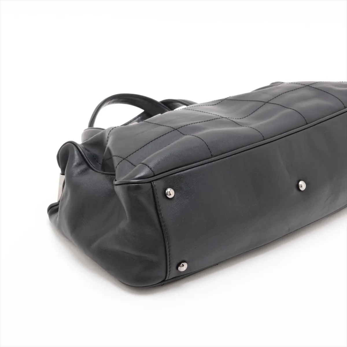 Chocolate Bar Leather Handbag, Black with Silver Hardware, Item No. 7648273 (Serial No. 7) — view 4