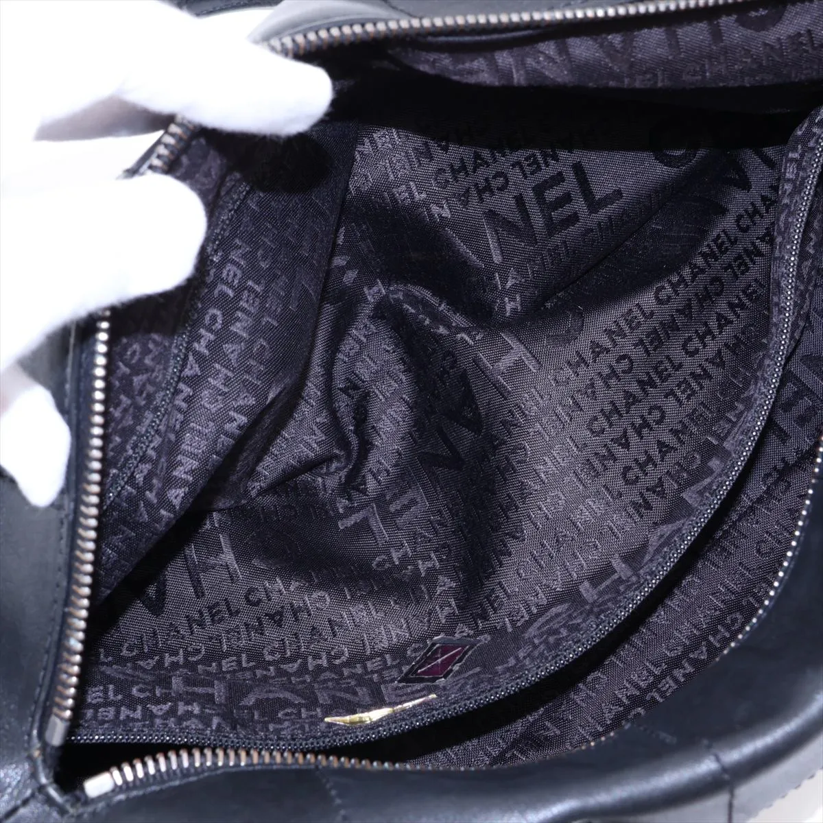 Chocolate Bar Leather Handbag, Black with Silver Hardware, Item No. 7648273 (Serial No. 7) — view 8