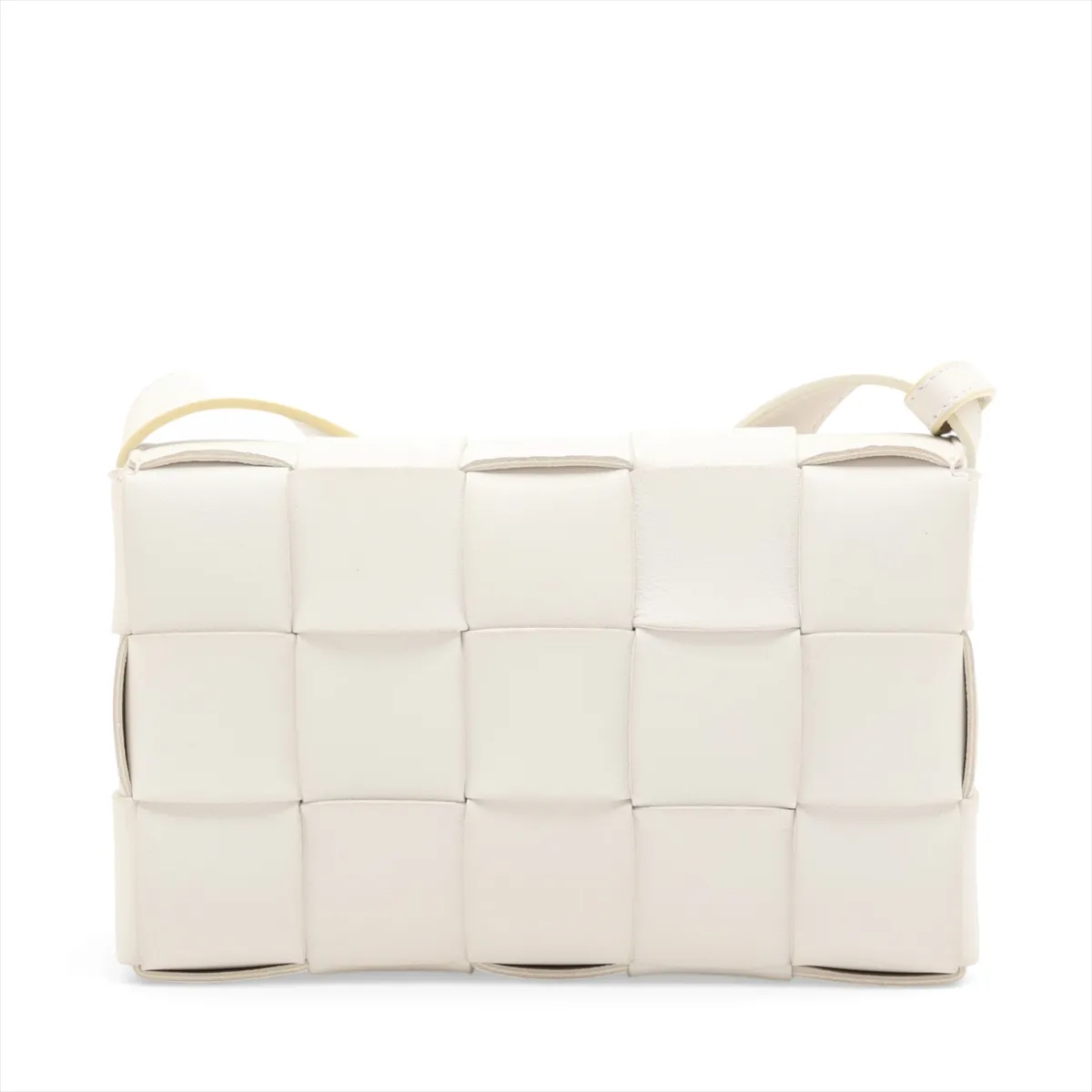 Maxi Intrecciato Cassette Leather Shoulder Bag, White — view 2