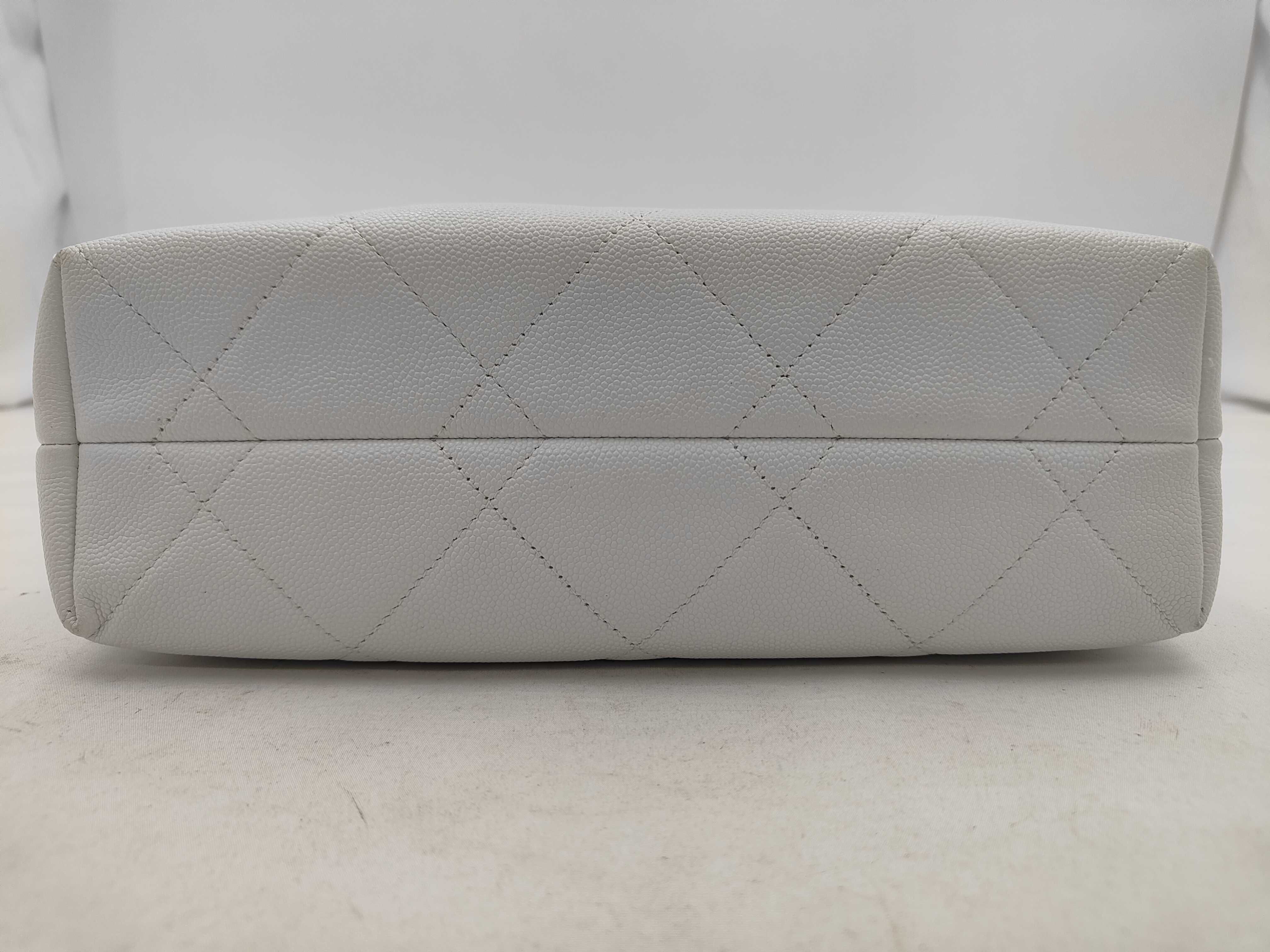 Matelassé Chain Handbag, Caviar Leather, White Bag — view 7