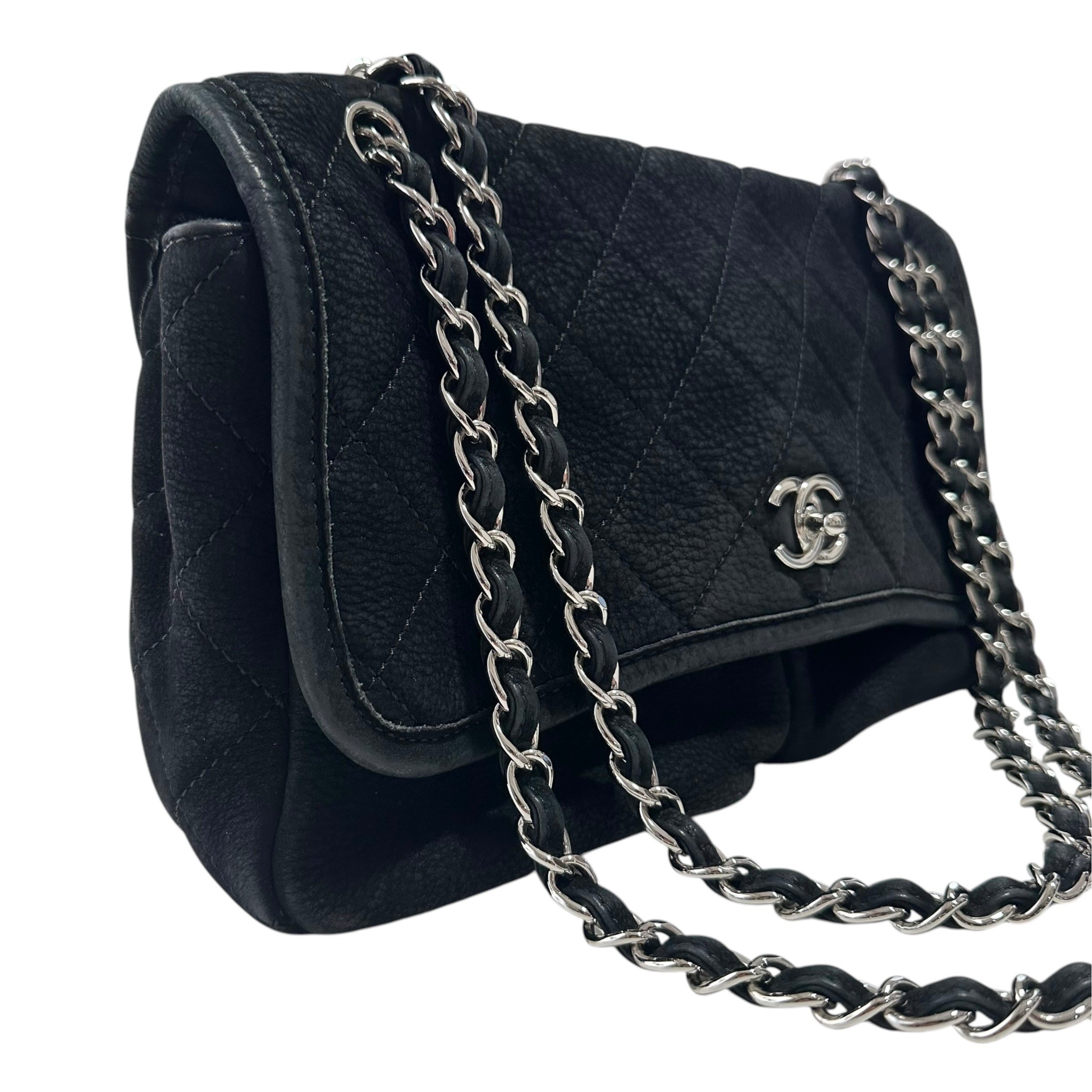 Large Matelassé Shoulder Bag, Soft Caviar Skin Suede — view 2