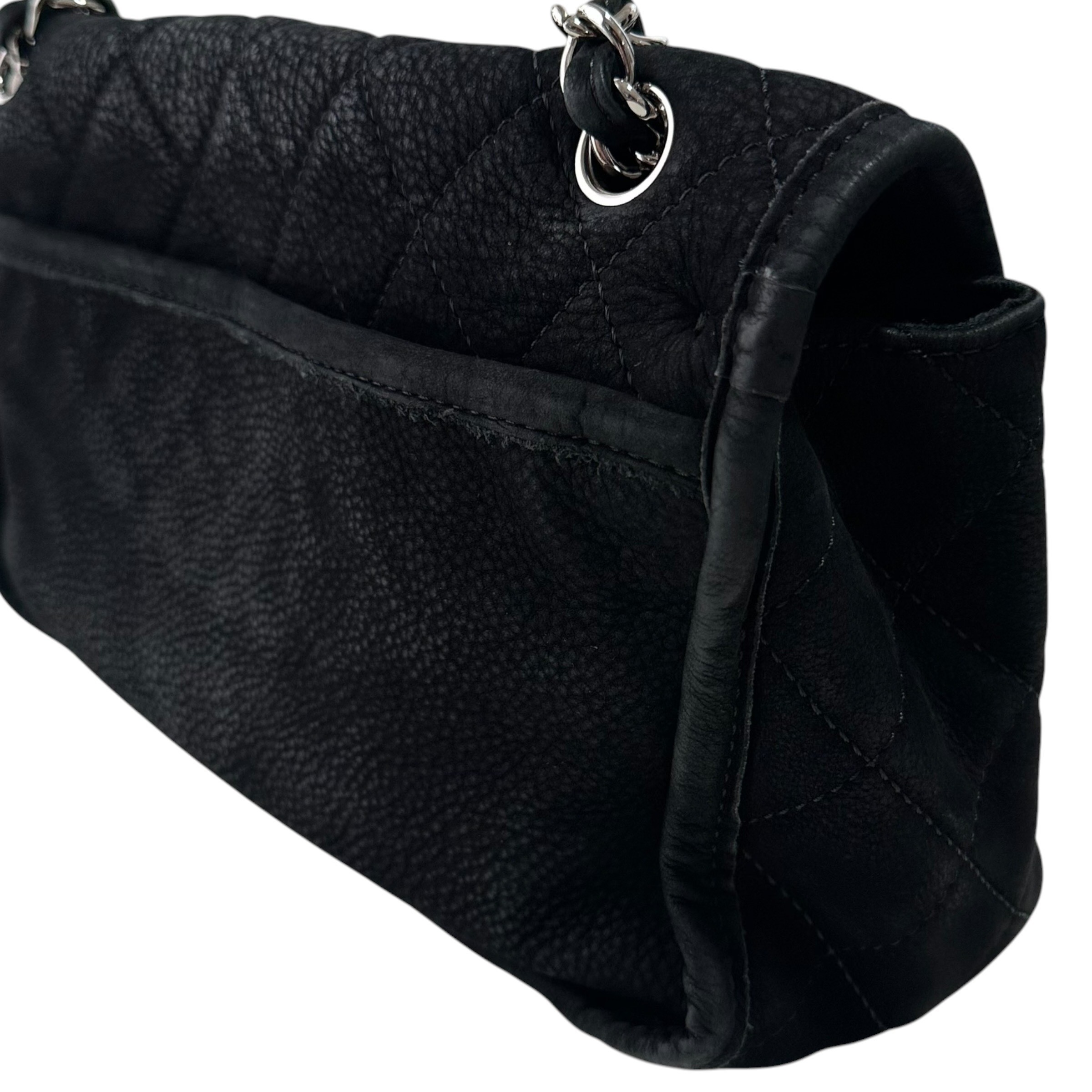 Large Matelassé Shoulder Bag, Soft Caviar Skin Suede — view 4