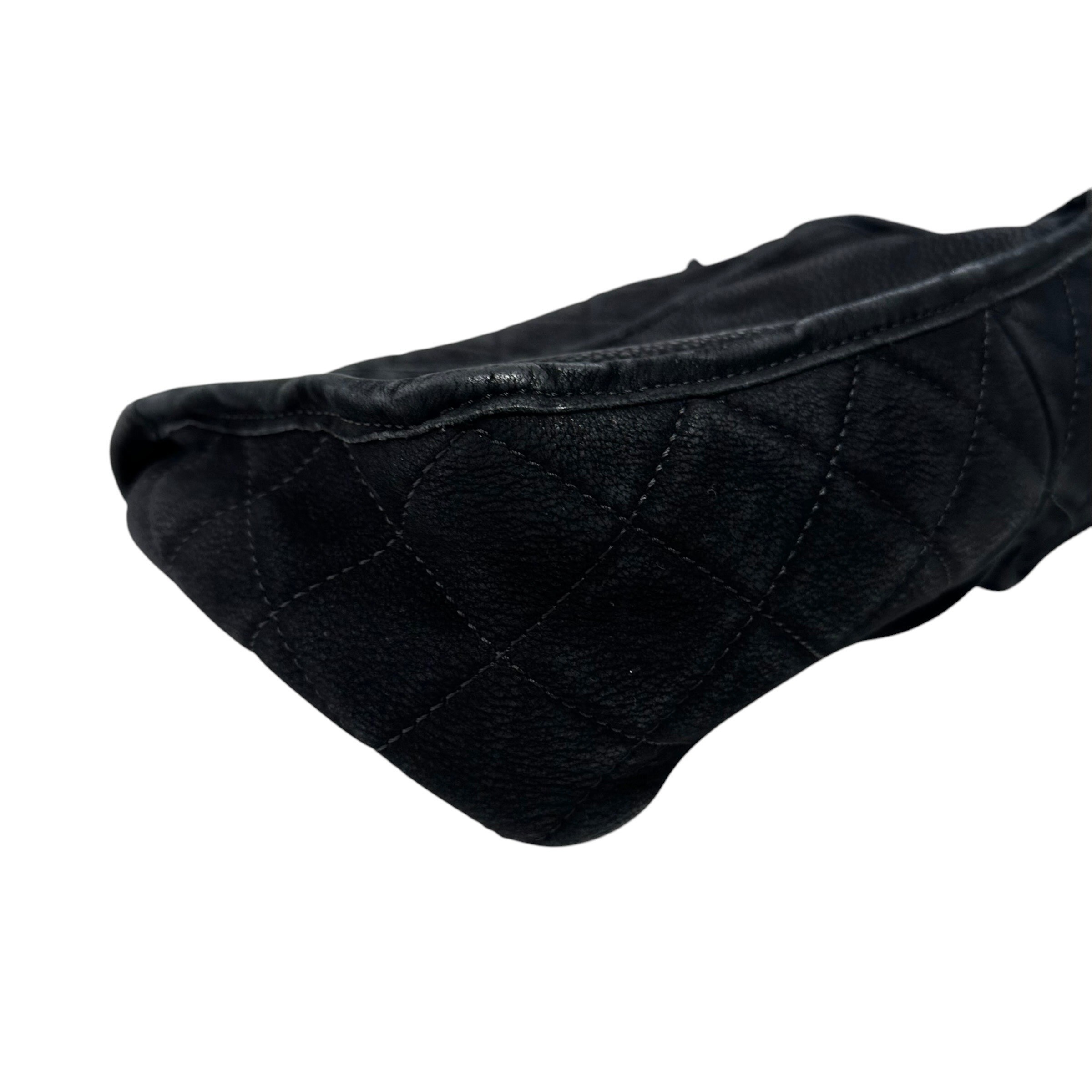 Large Matelassé Shoulder Bag, Soft Caviar Skin Suede — view 5
