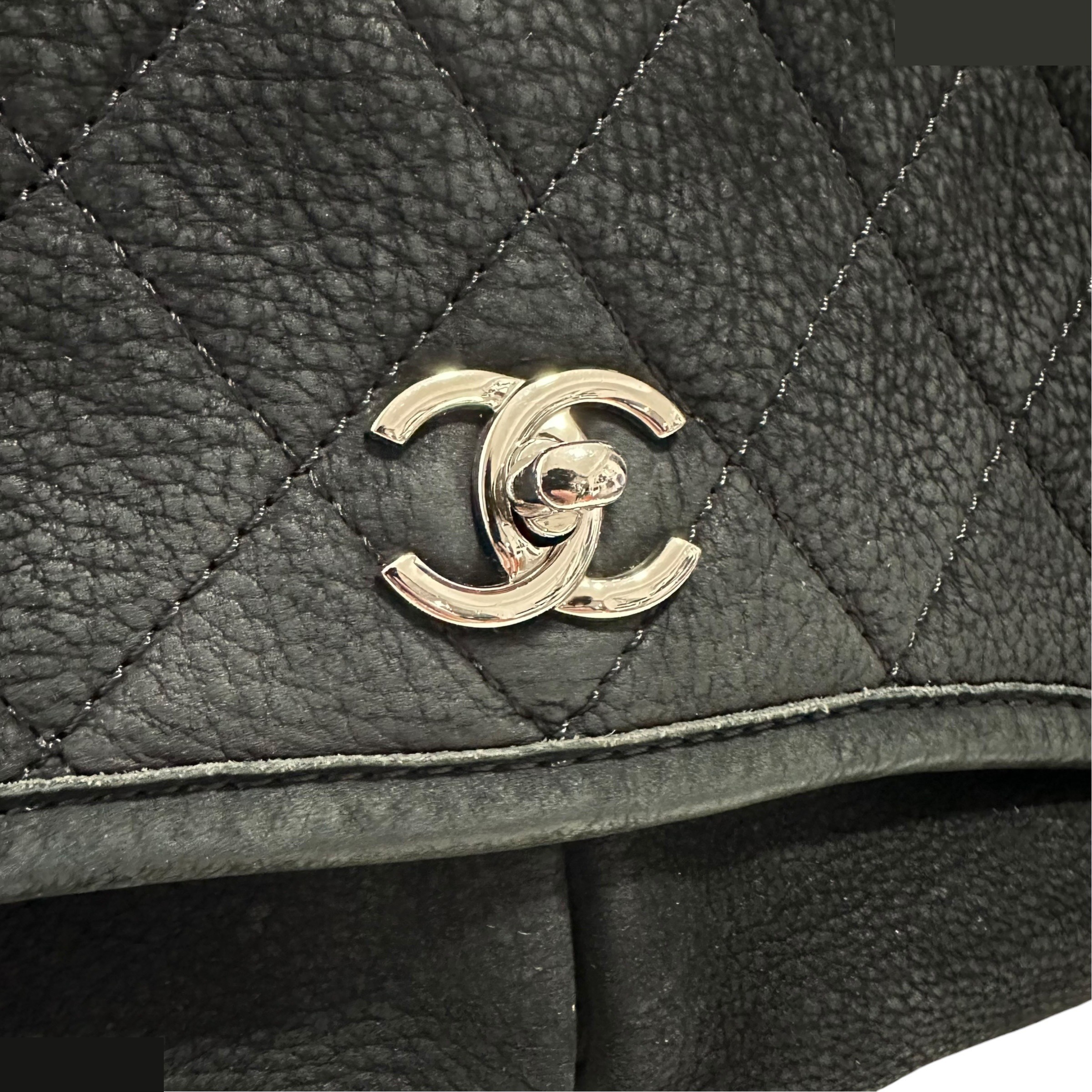Large Matelassé Shoulder Bag, Soft Caviar Skin Suede — view 6