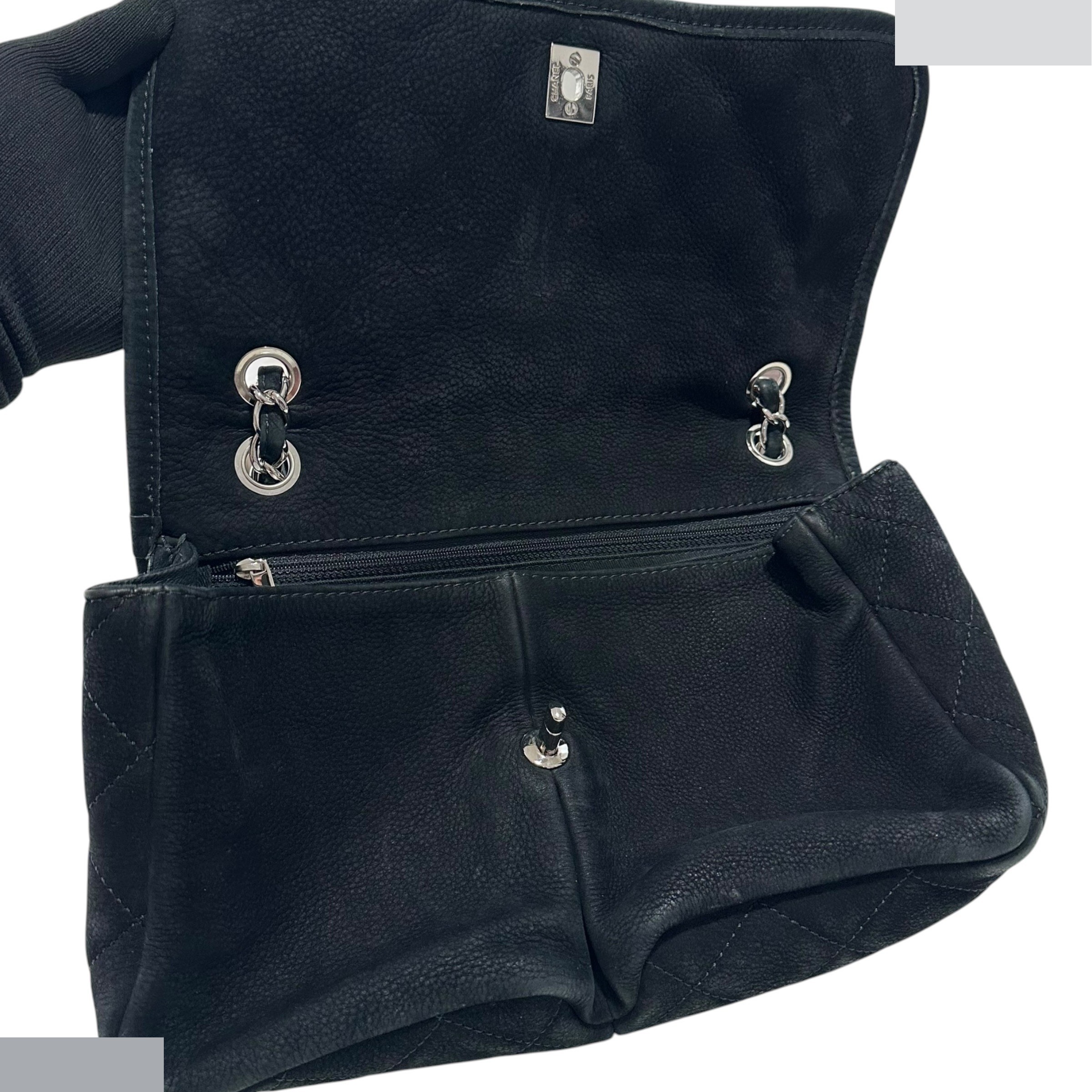 Large Matelassé Shoulder Bag, Soft Caviar Skin Suede — view 7