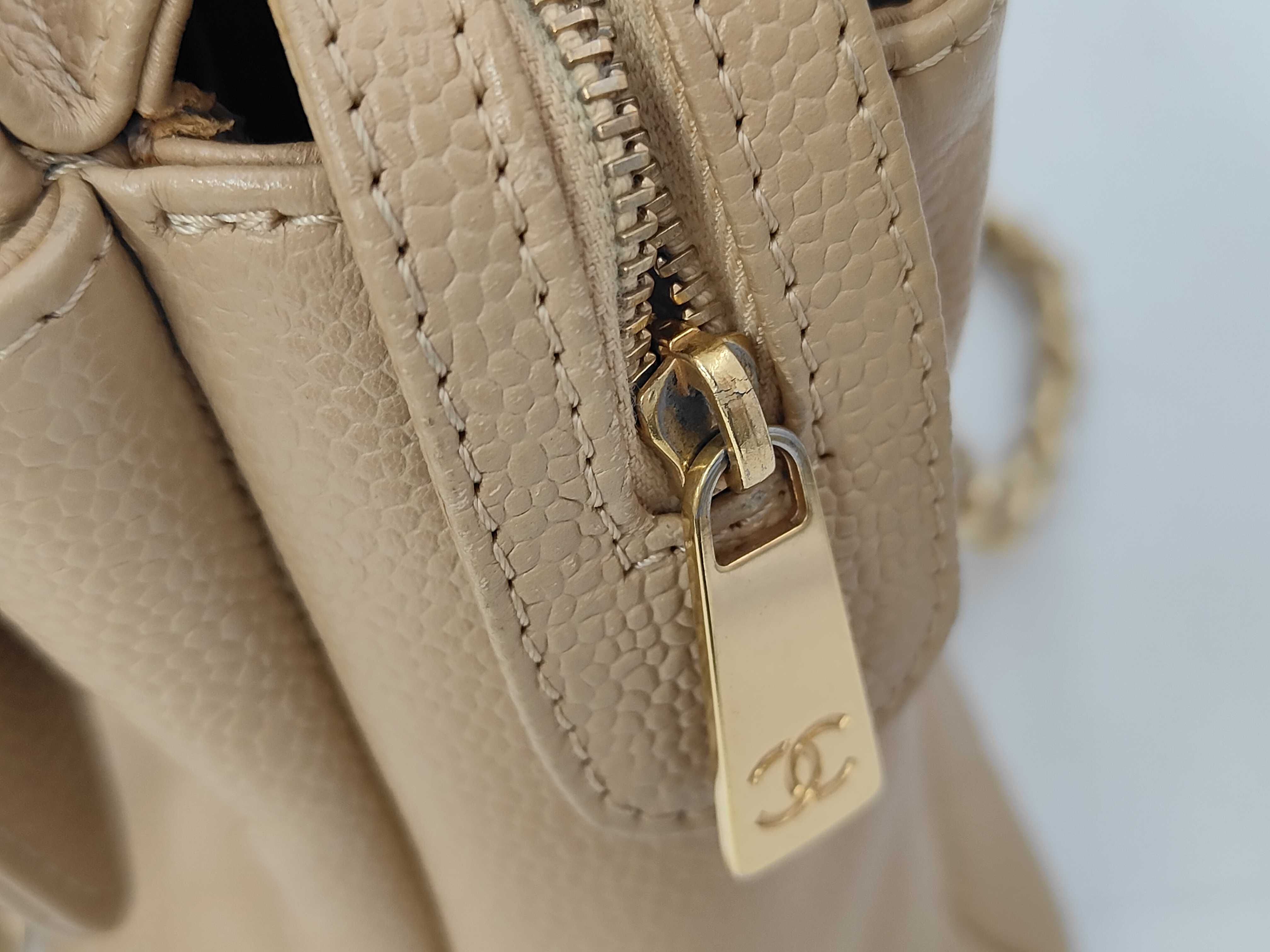 Coco Mark Chain Shoulder Bag, Caviar Leather, Beige GP Shoulder Bag — view 11