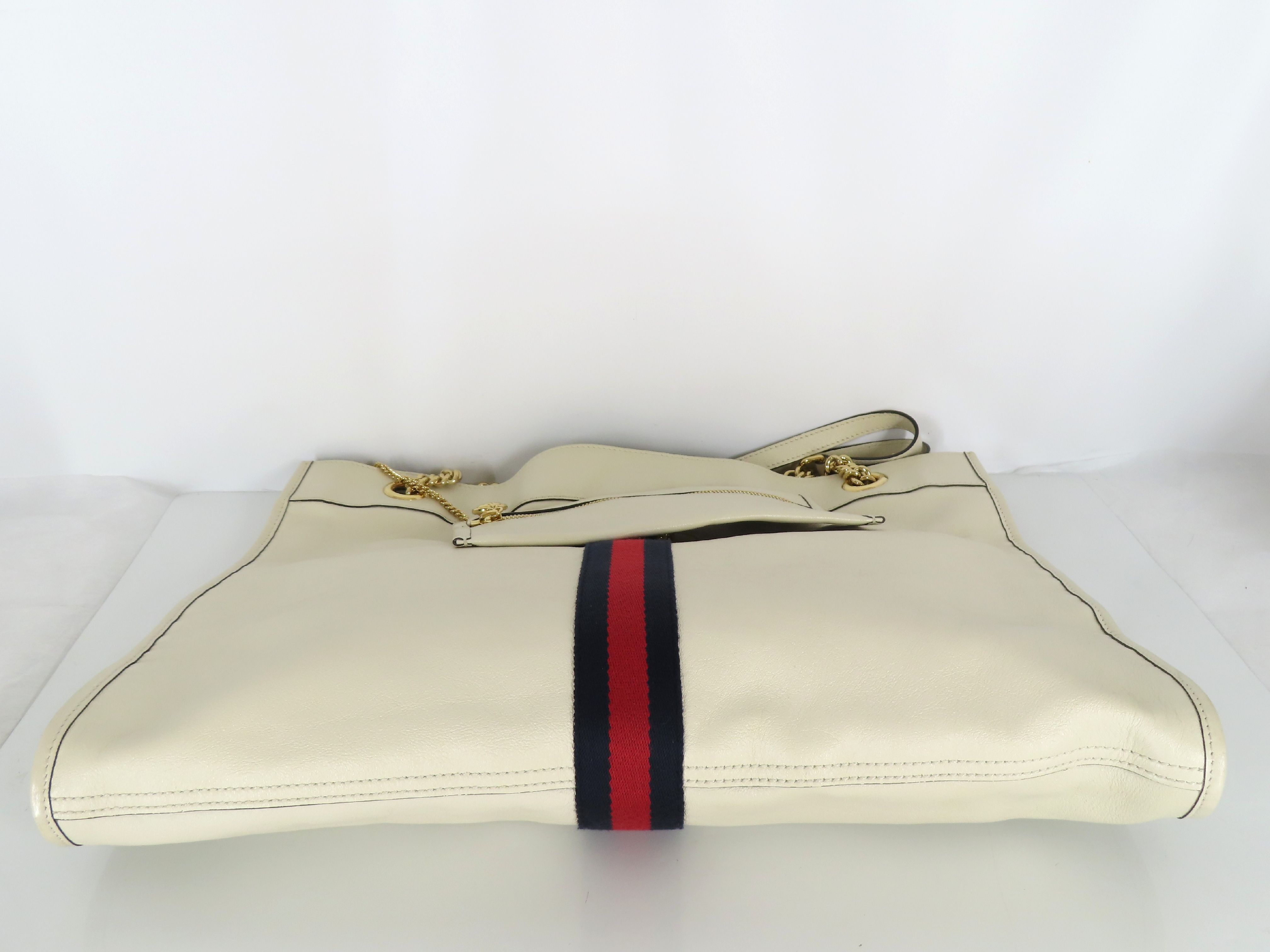 Raja Ophidia Leather Chain Tote Bag, Beige, 537219 (Tote Bag) — view 7