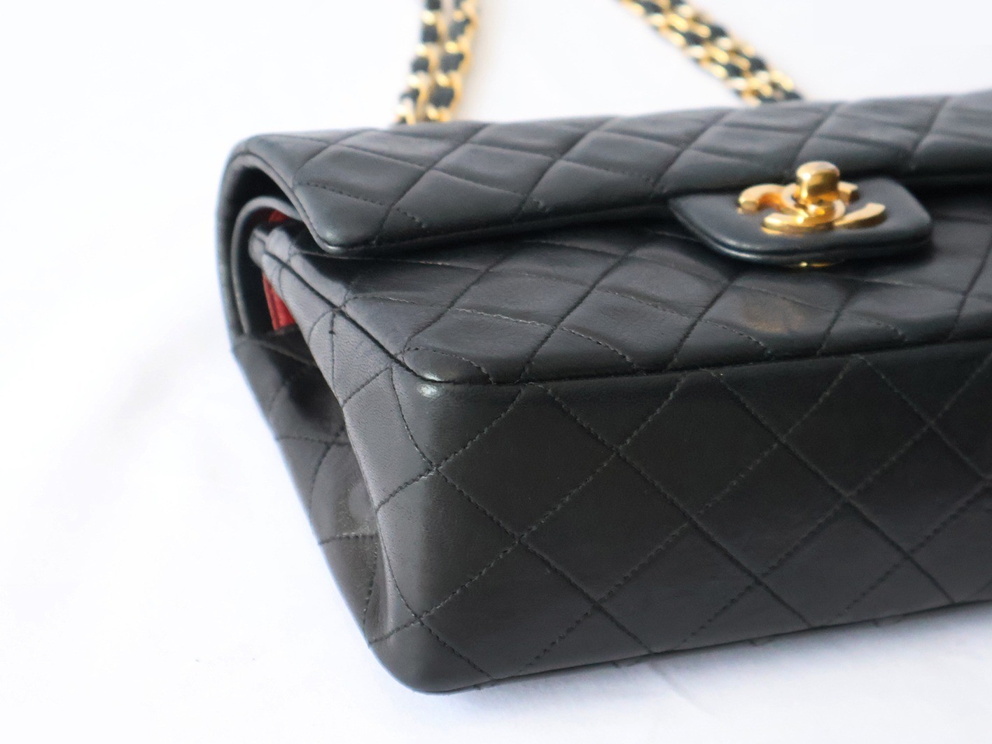 Matelassé 23 Lambskin Double Flap Double Chain Shoulder Bag, Black — view 3
