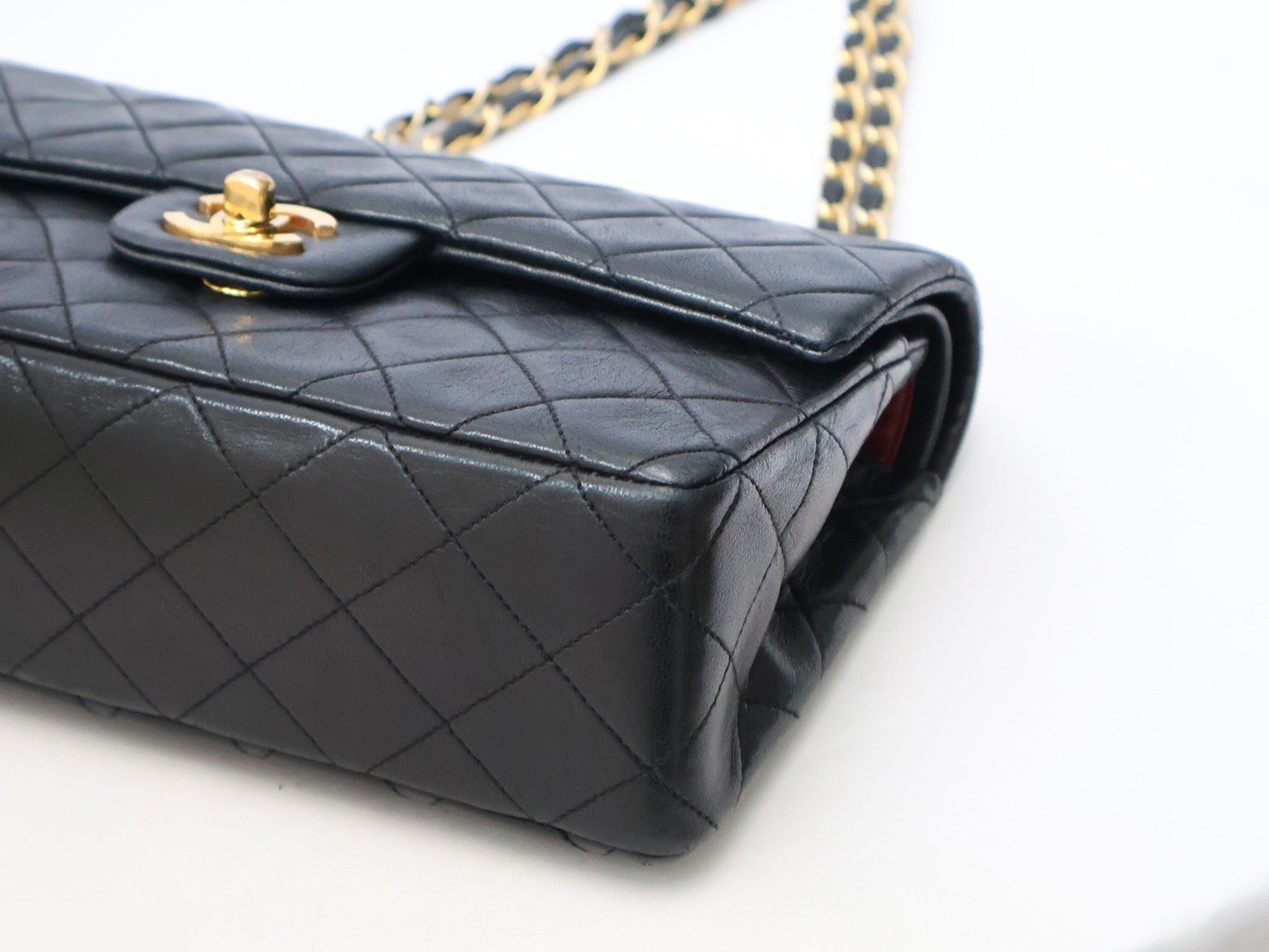 Matelassé 23 Lambskin Double Flap Double Chain Shoulder Bag, Black — view 4