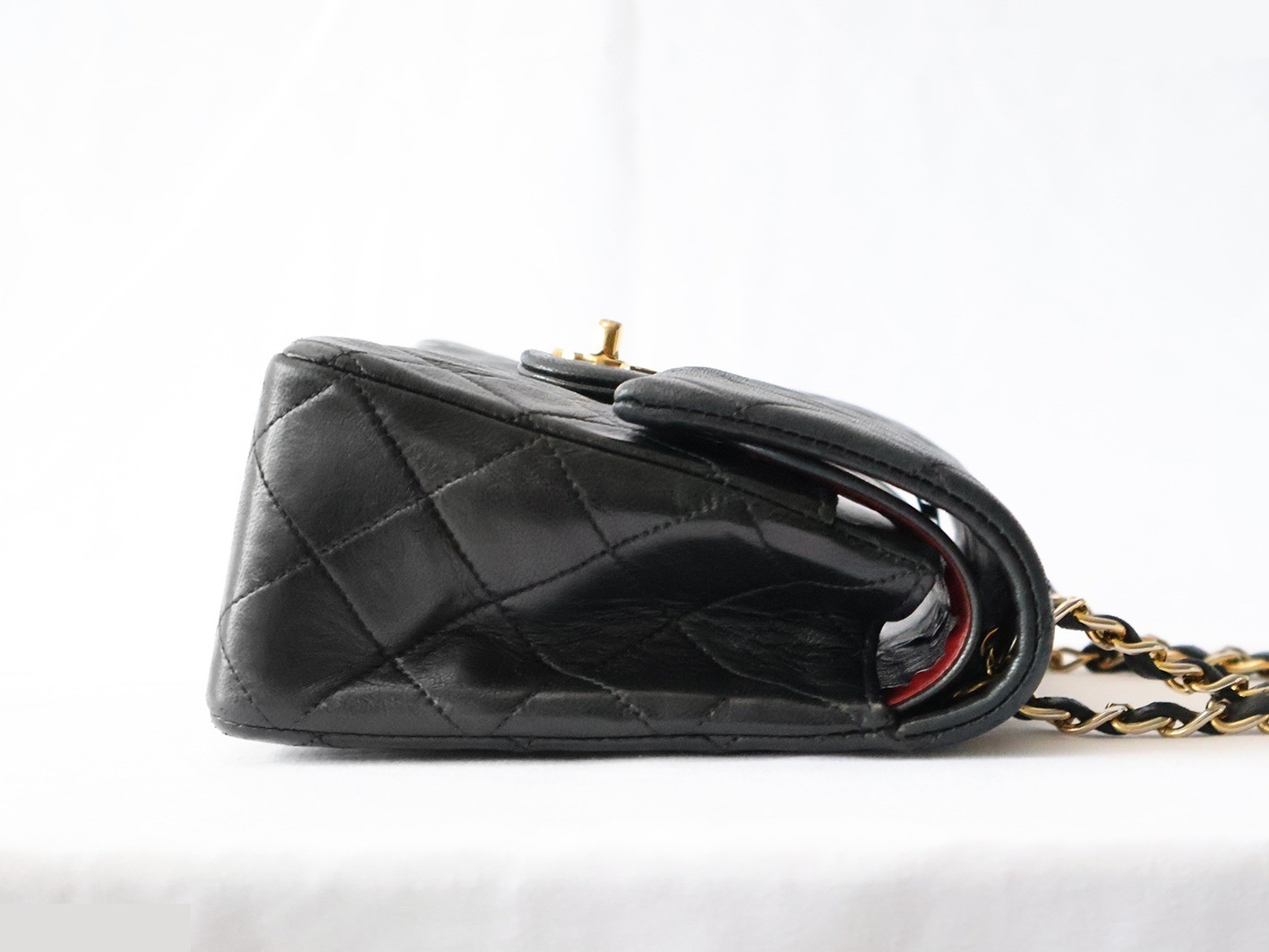 Matelassé 23 Lambskin Double Flap Double Chain Shoulder Bag, Black — view 7