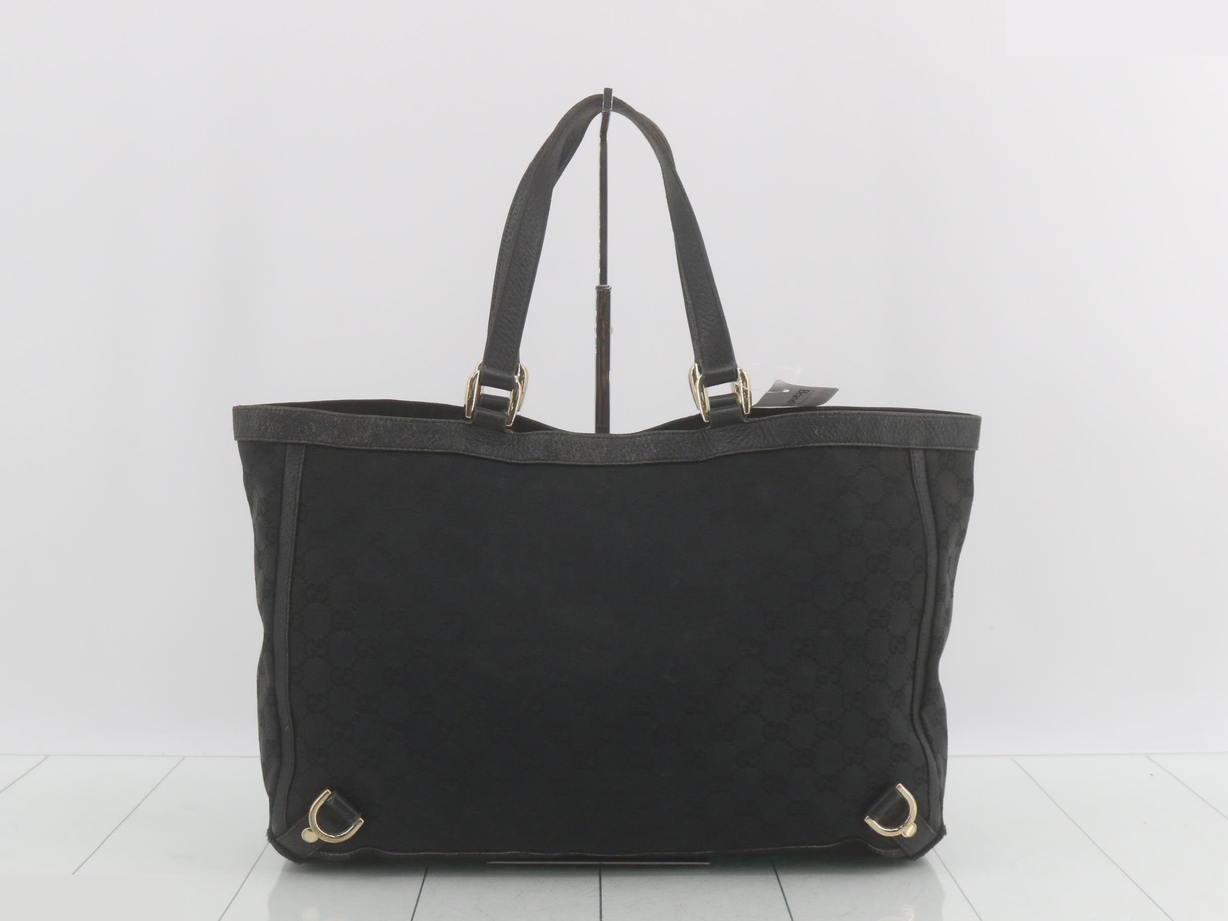 141472 Abby Tote Bag GG Canvas Black Leather — view 2
