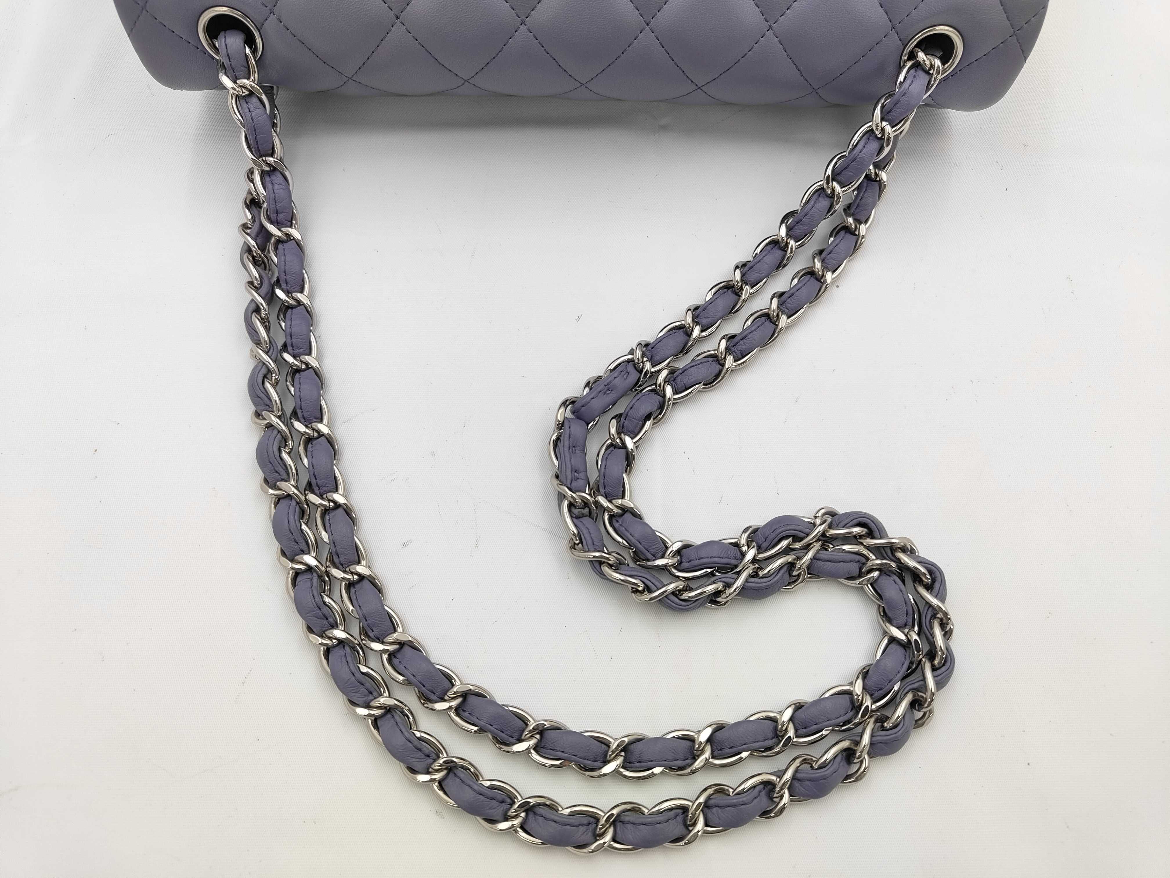 Matelassé 30 Double Flap Chain Shoulder Bag, Lambskin, Light Purple — view 3