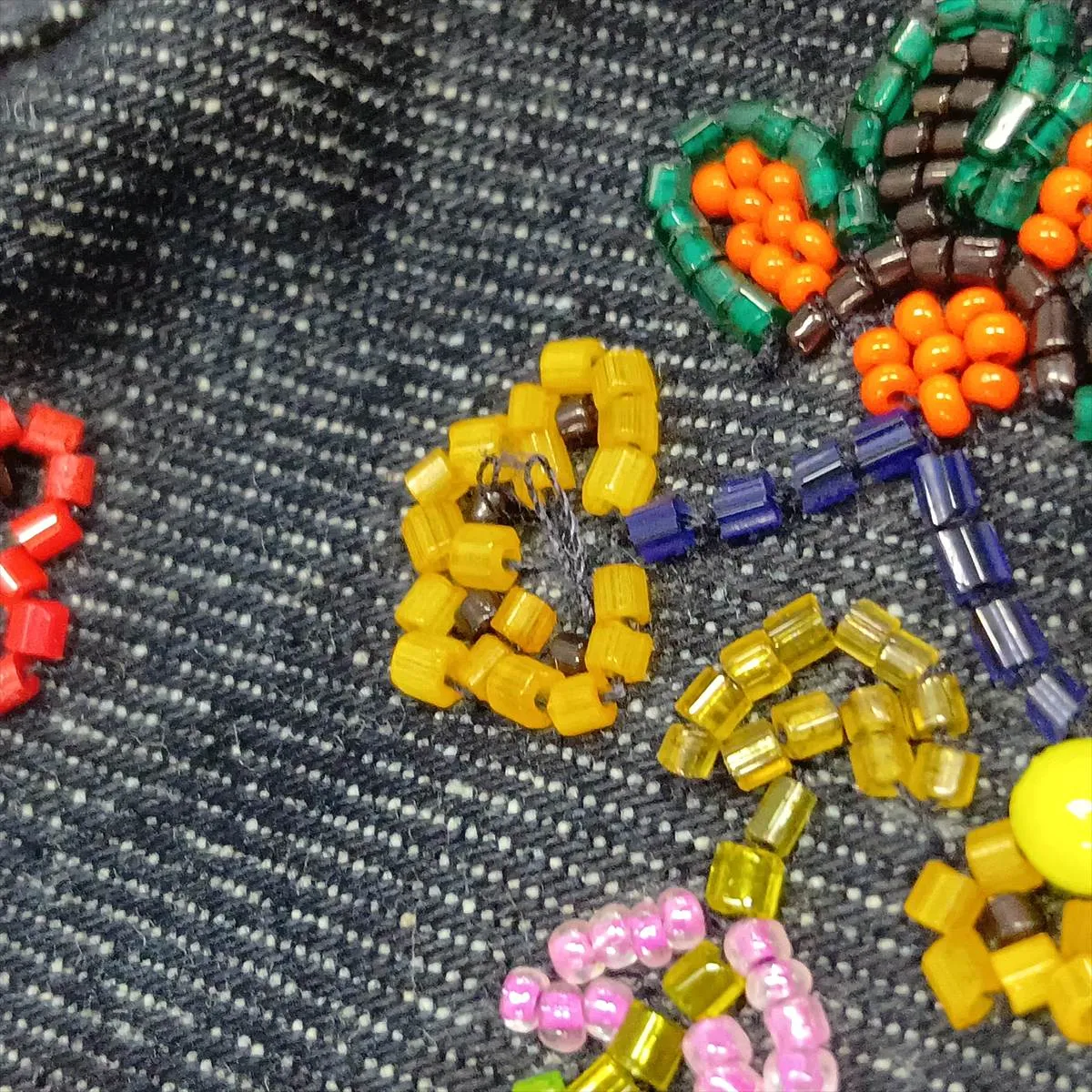 [Individually packaged] Fendi Mamma Bucket Denim x Beaded Shoulder Bag, Navy — view 11