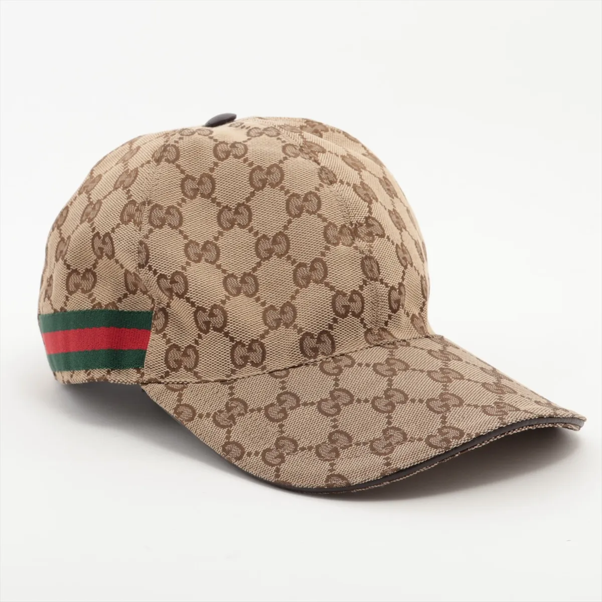 200035 GG Canvas Cap, Size S, Cotton x Rayon, Beige. Shows signs of wear, including — view 2