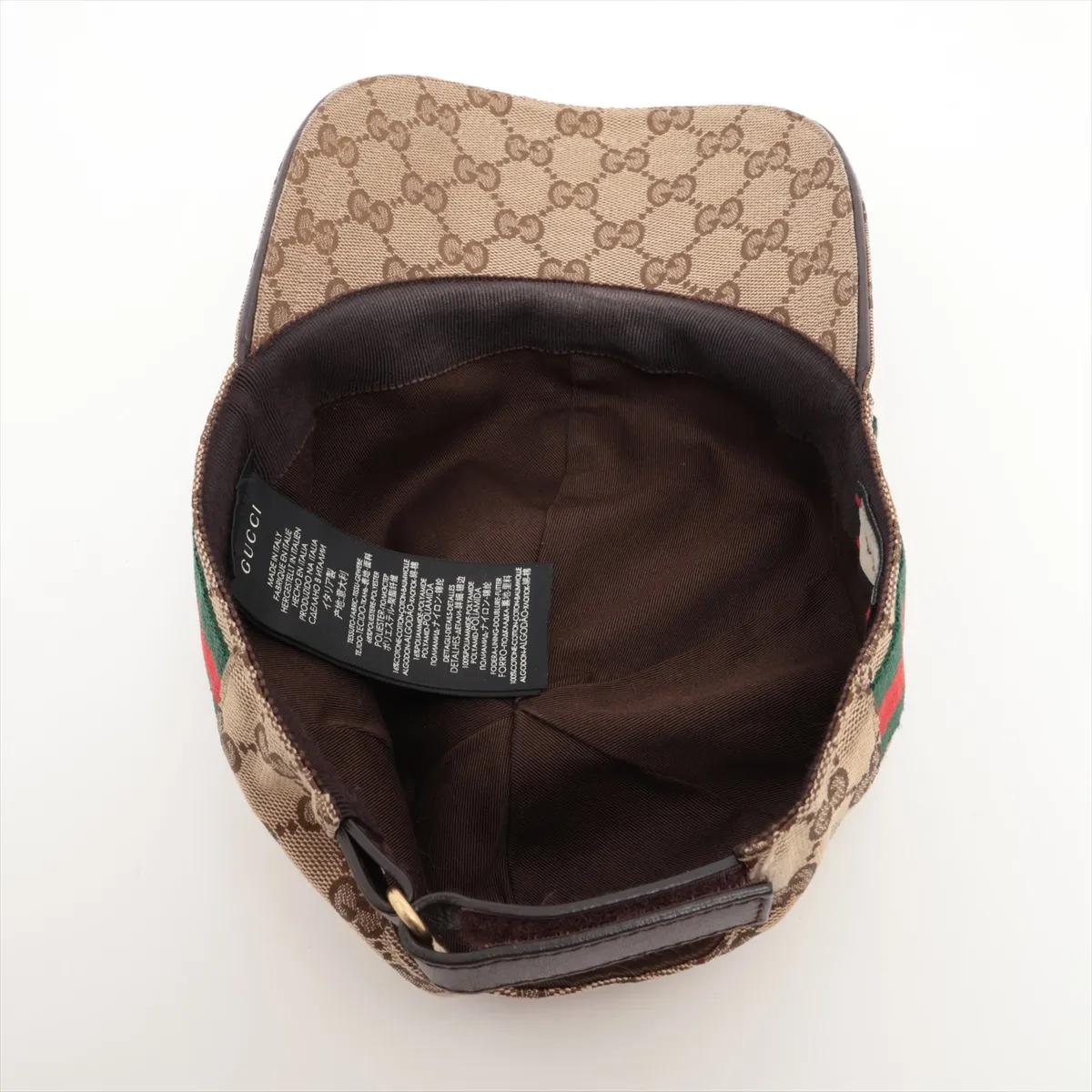 200035 GG Canvas Cap, Size S, Cotton x Rayon, Beige. Shows signs of wear, including — view 4