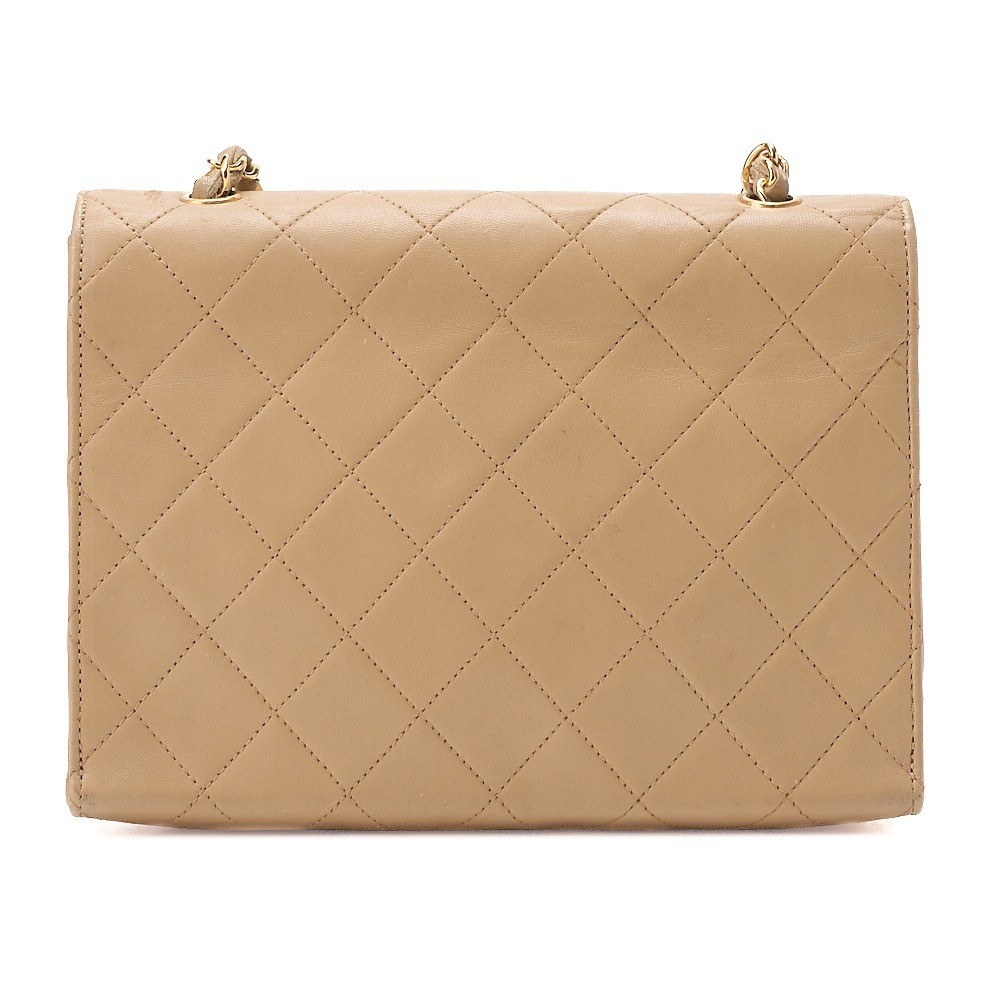 Lambskin Deca Coco V-flap chain shoulder bag, beige, gold hardware, series 1. — view 2