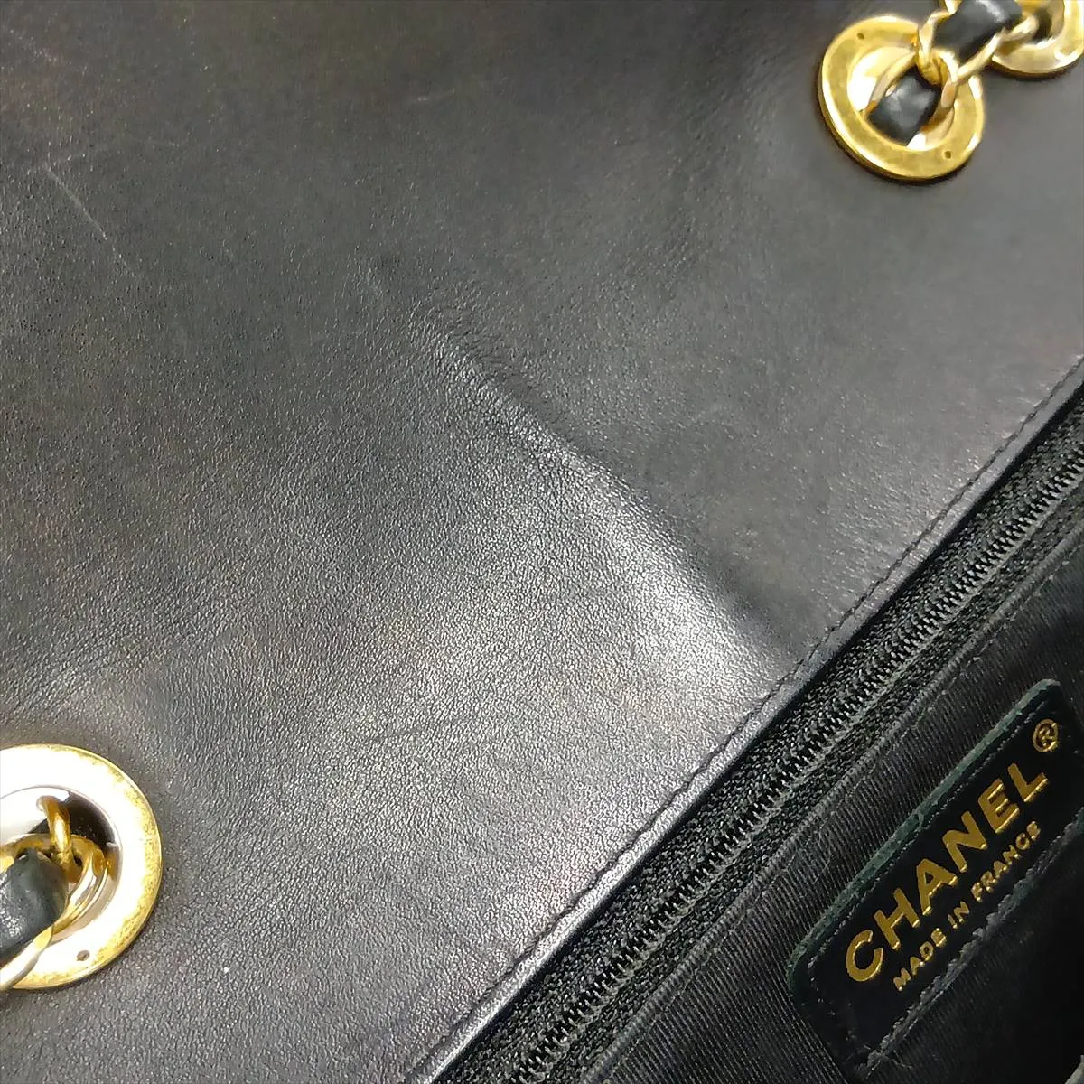 Matelassé Lambskin Single Flap Double Chain Bag, Black with Gold Hardware, 20764816 (Serial Number in the 20s) — view 13