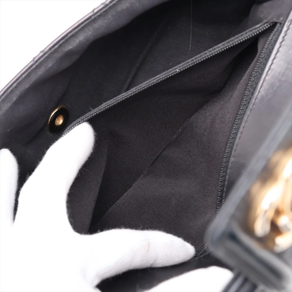 Matelassé Lambskin Single Flap Double Chain Bag, Black with Gold Hardware, 20764816 (Serial Number in the 20s) — view 9