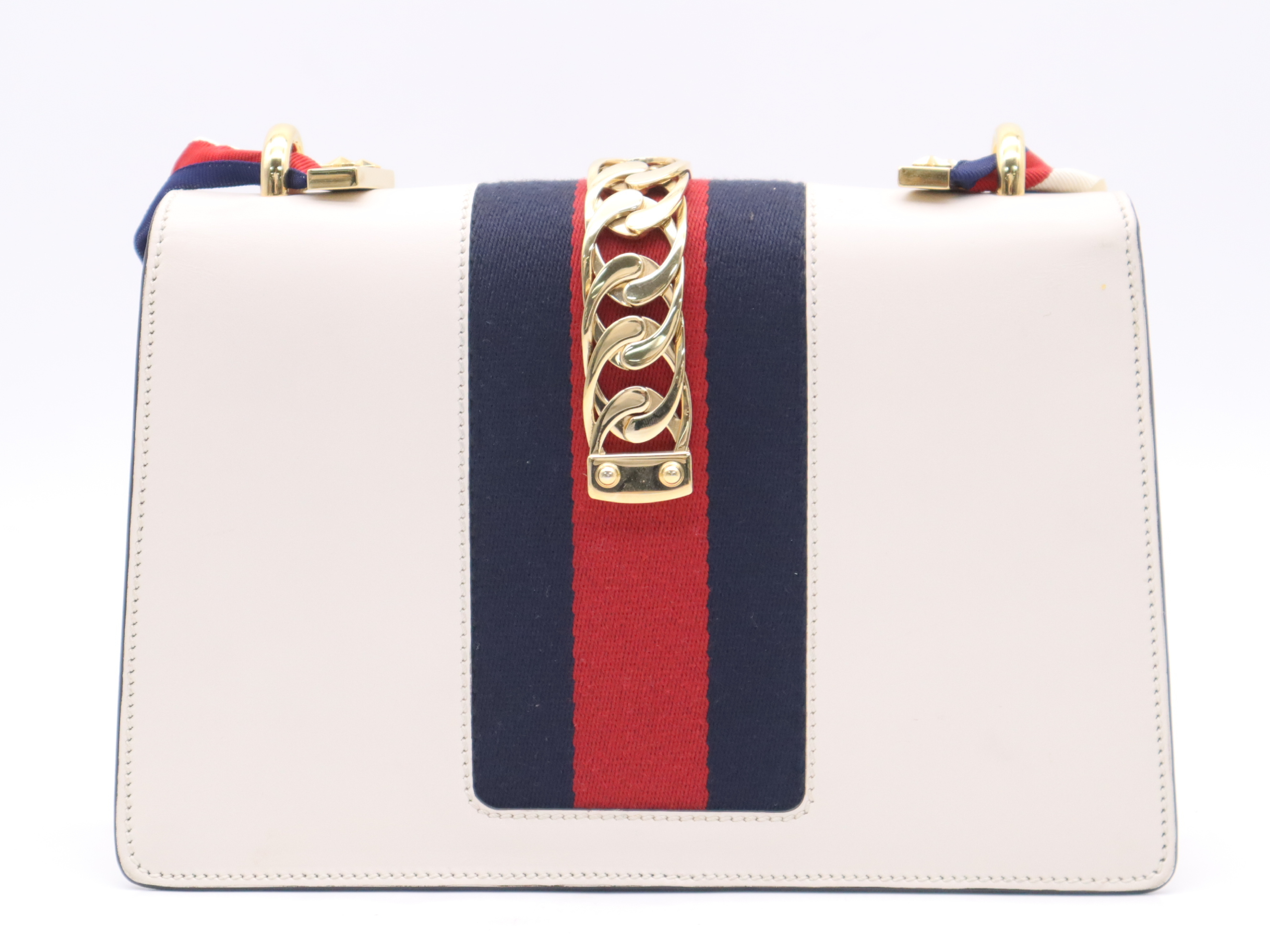 421882 Leather Sylvie Sherry White Gold Hardware Shoulder Bag — view 2