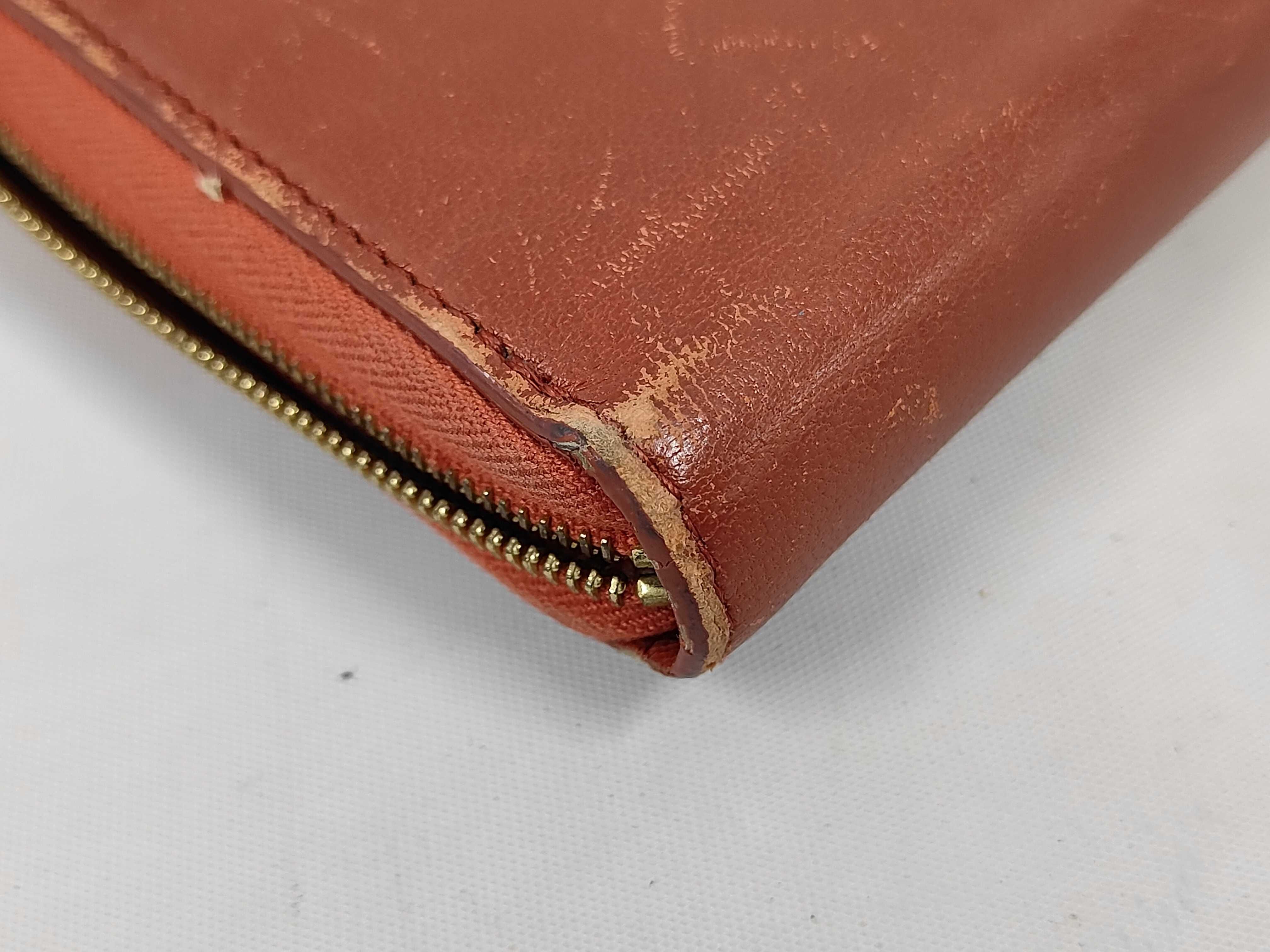 Leather Round Wallet (Orange) — view 4