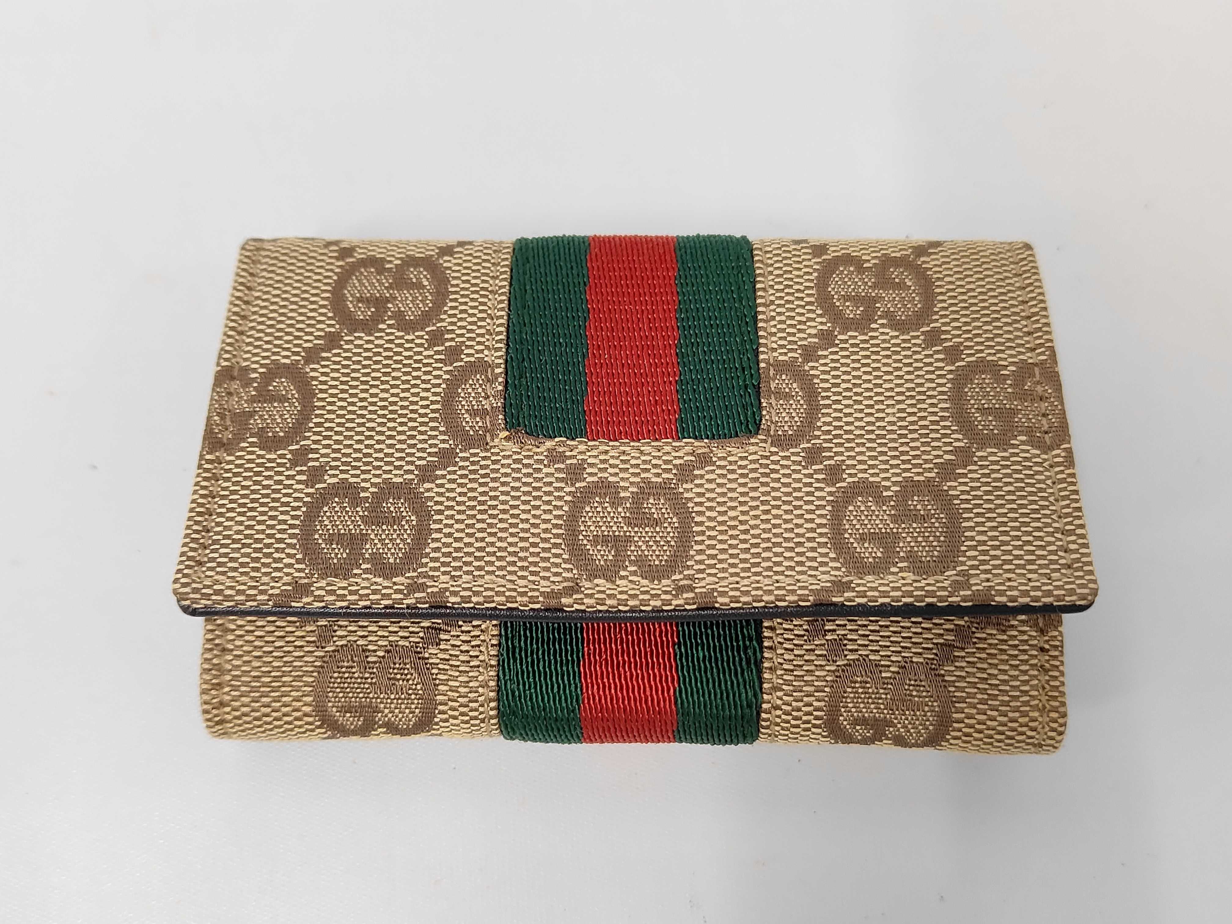 GG Canvas Sherry Coin & Key Case Beige Coin Case