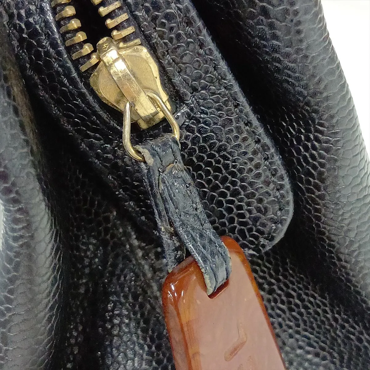 Coco Mark Caviar Skin Shoulder Bag, Wood, Black, Gold Hardware, 7358493, Series 7 — view 11