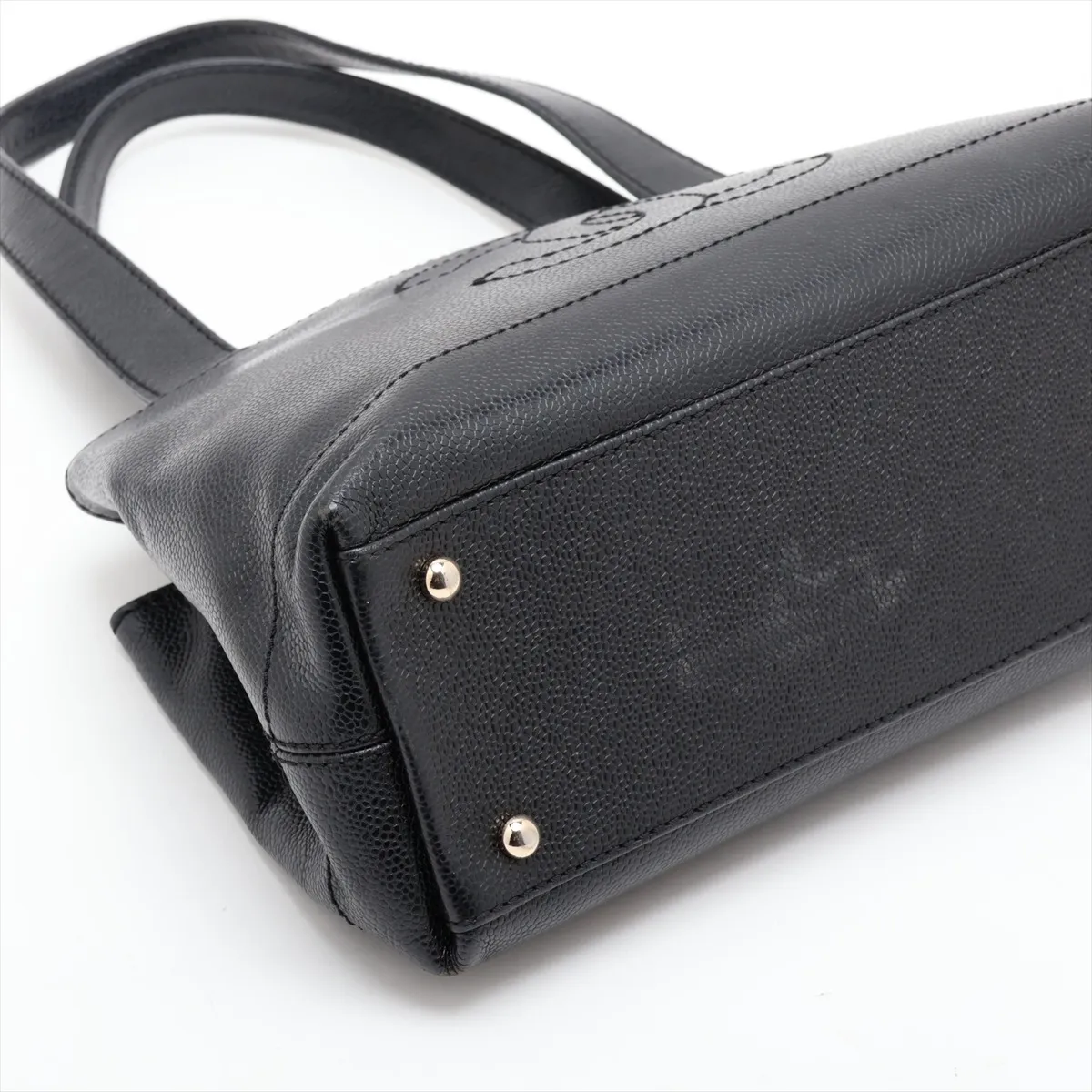 Coco Mark Caviar Skin Shoulder Bag, Wood, Black, Gold Hardware, 7358493, Series 7 — view 4