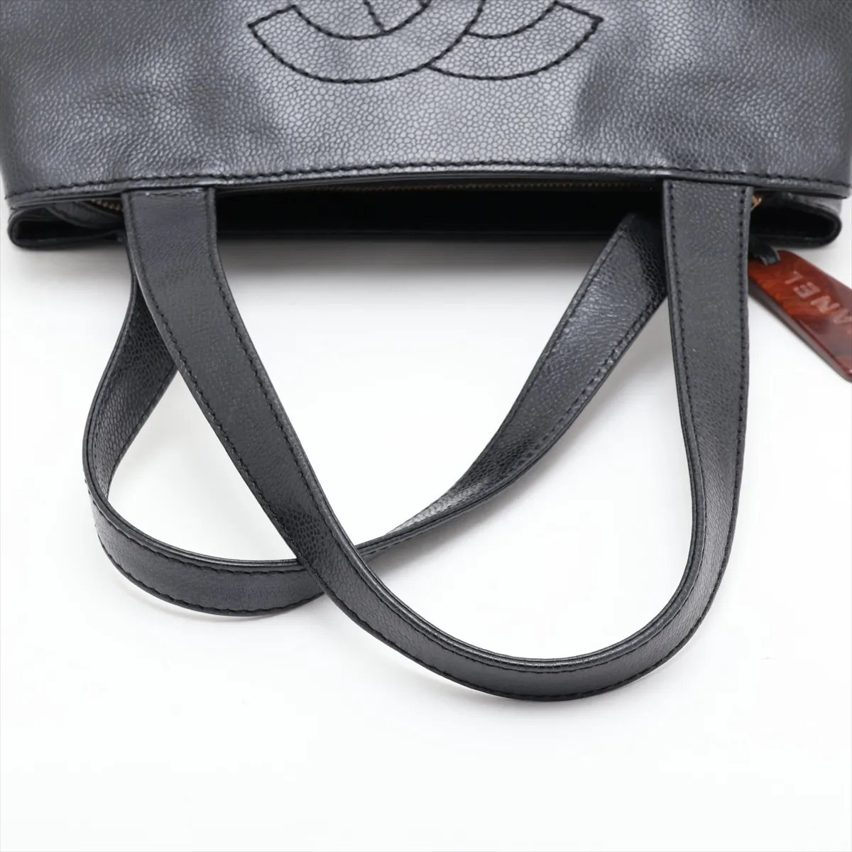 Coco Mark Caviar Skin Shoulder Bag, Wood, Black, Gold Hardware, 7358493, Series 7 — view 5